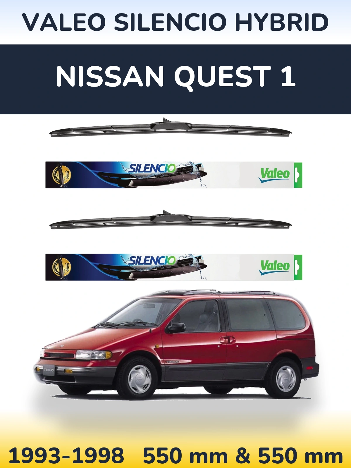 Ștergătoare Valeo Silencio Hybrid pentru Nissan Quest 1