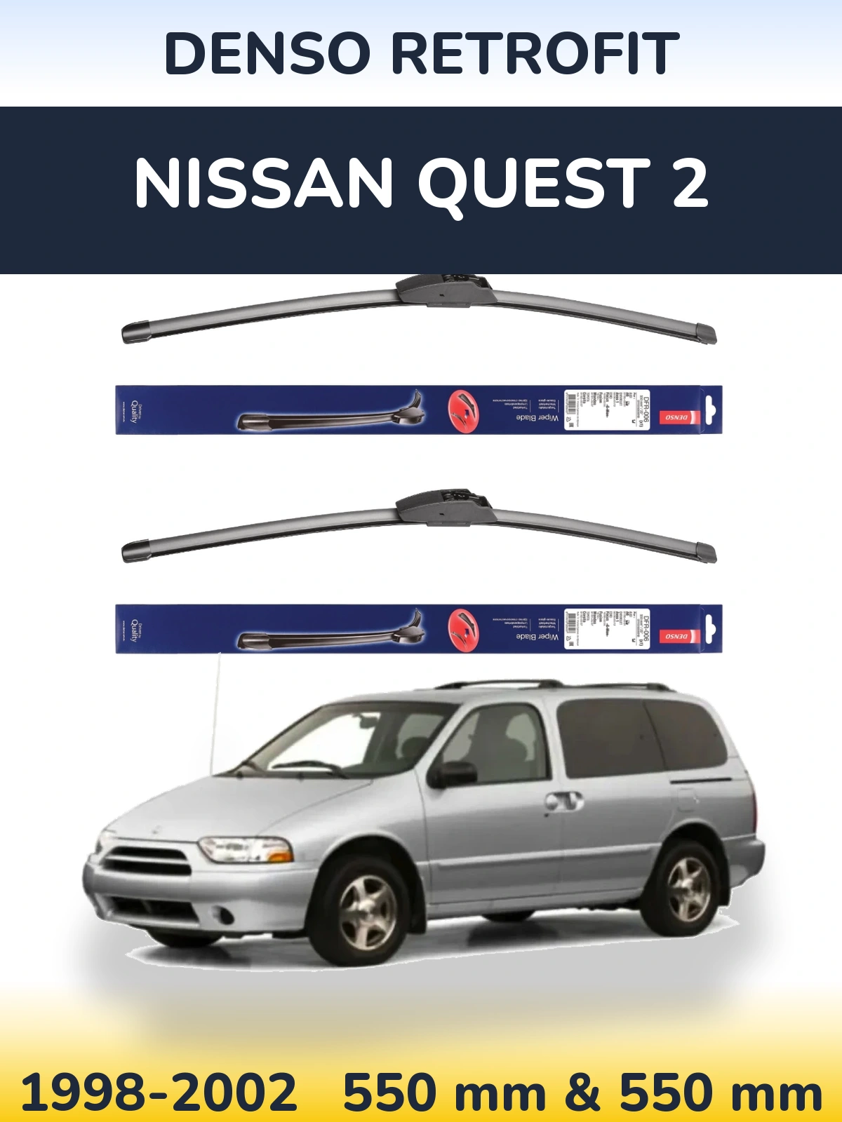 Комплект передних дворников Denso Retrofit 550 & 550 мм для Nissan Quest 2 1998-2002