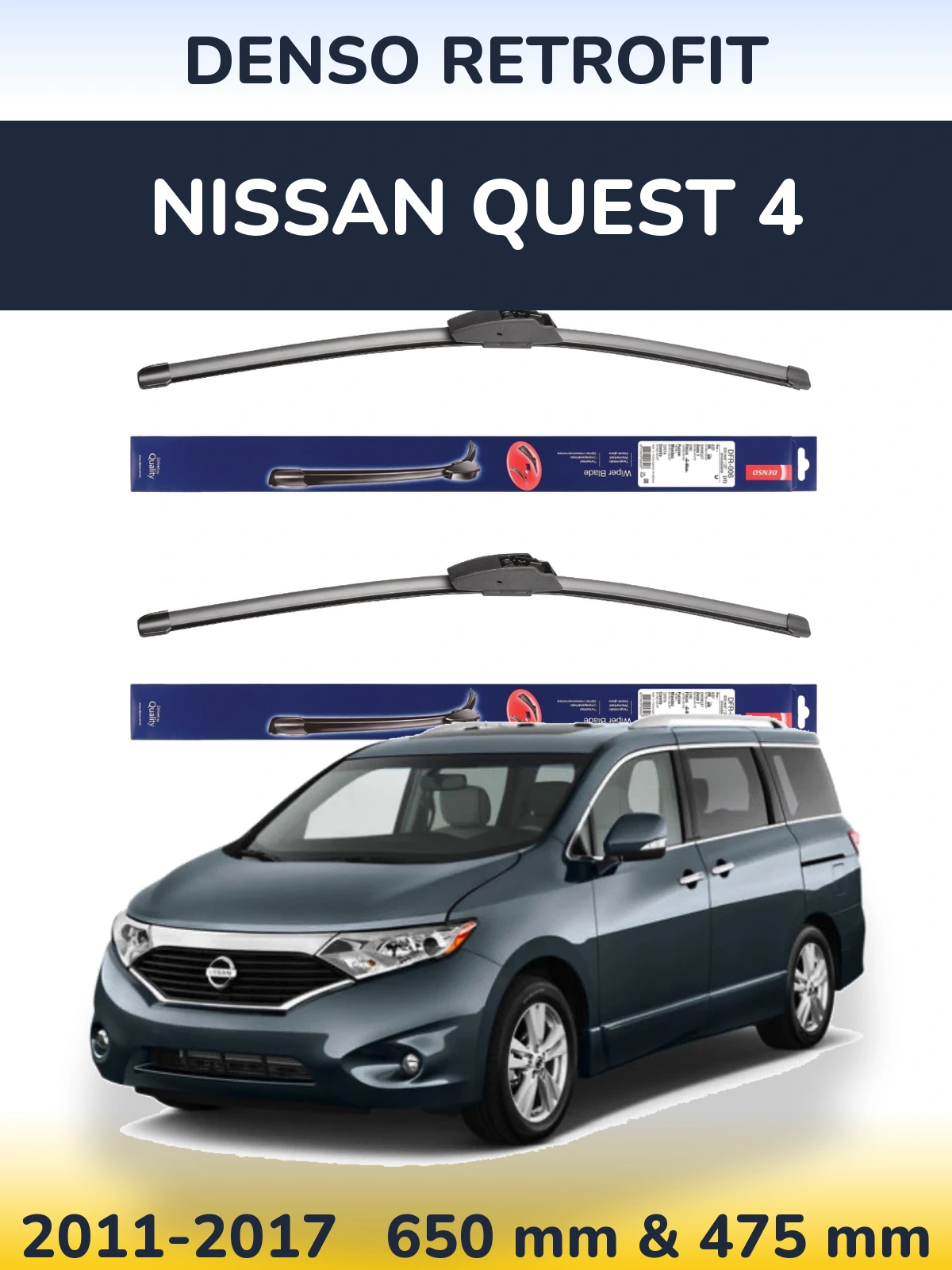 Комплект передних дворников Denso Retrofit 650 & 475 мм для Nissan Quest 4 2011-2017