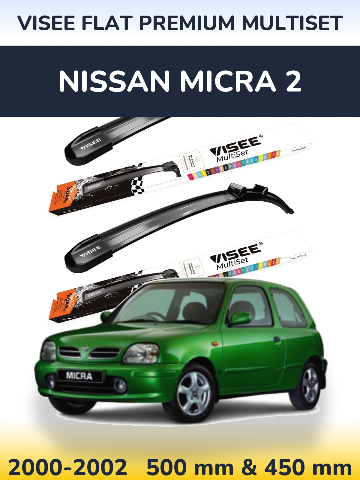 Ștergătoare VISEE FLAT PREMIUM MultiSet pentru Nissan Micra 2