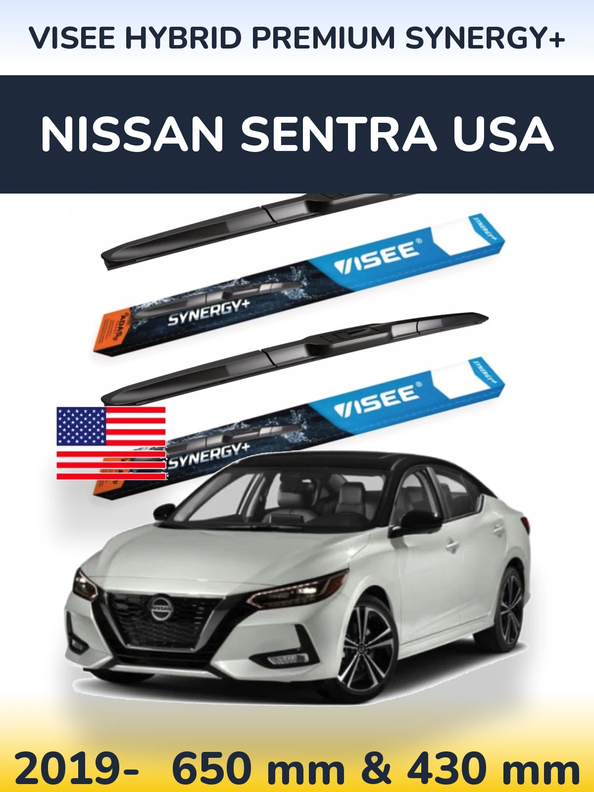 Ștergătoare VISEE HYBRID PREMIUM SYNERGY+ pentru Nissan Sentra USA