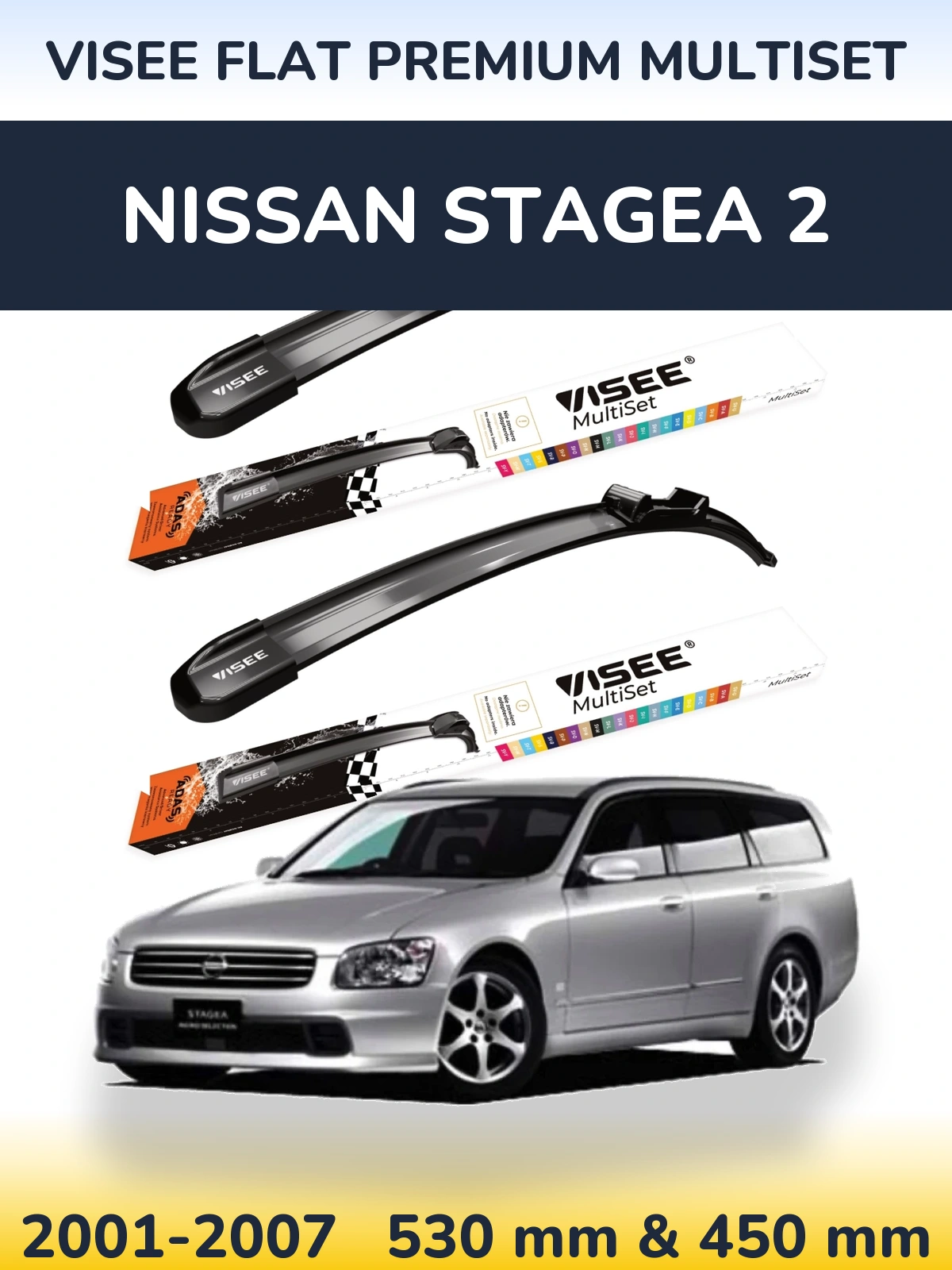 Ștergătoare VISEE FLAT PREMIUM MultiSet pentru Nissan Stagea 2