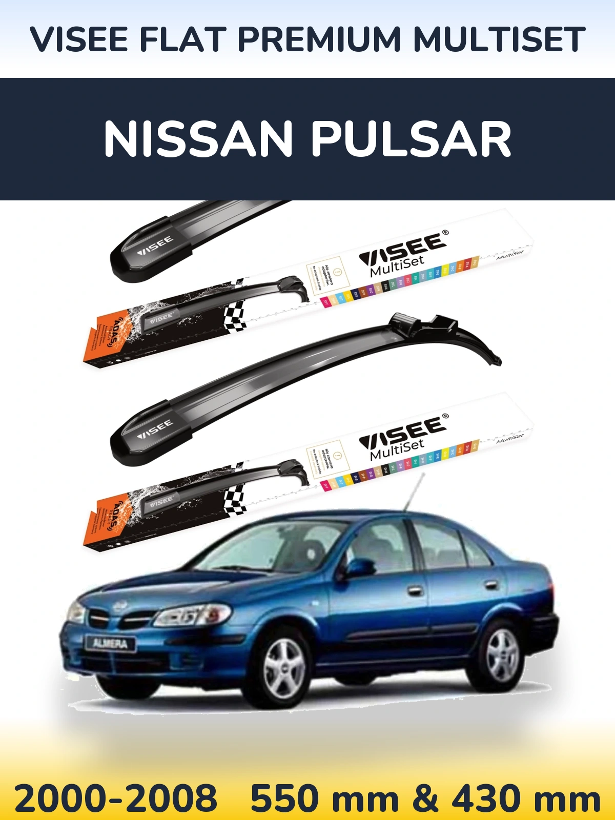 Ștergătoare VISEE FLAT PREMIUM MultiSet pentru Nissan Pulsar