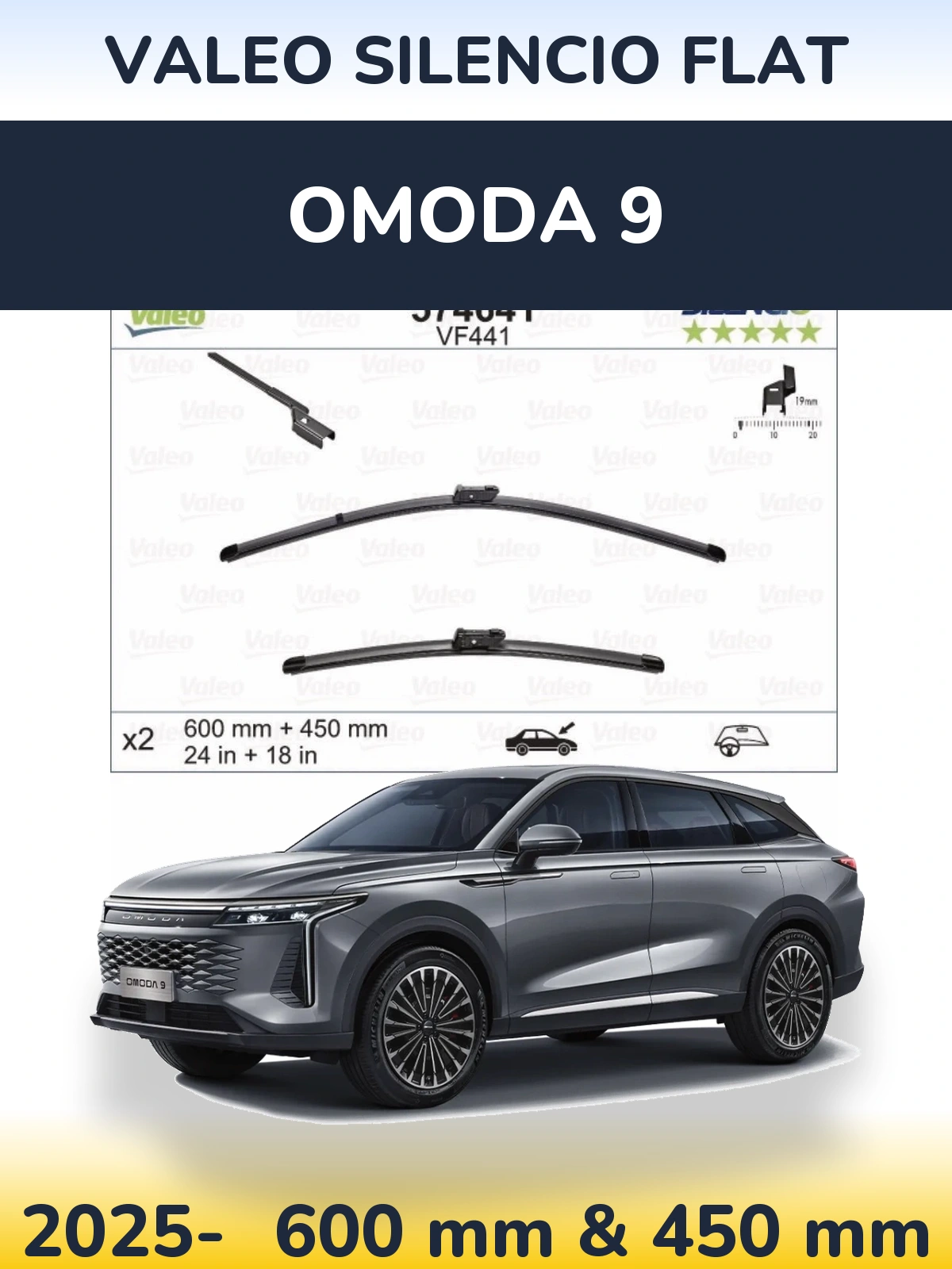 Ștergătoare Valeo Silencio Flat pentru Omoda 9
