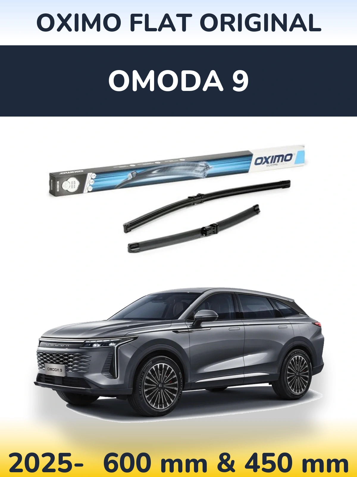Комплект передних дворников Oximo Flat Original 600 & 450 мм для Omoda 9 2025-2026