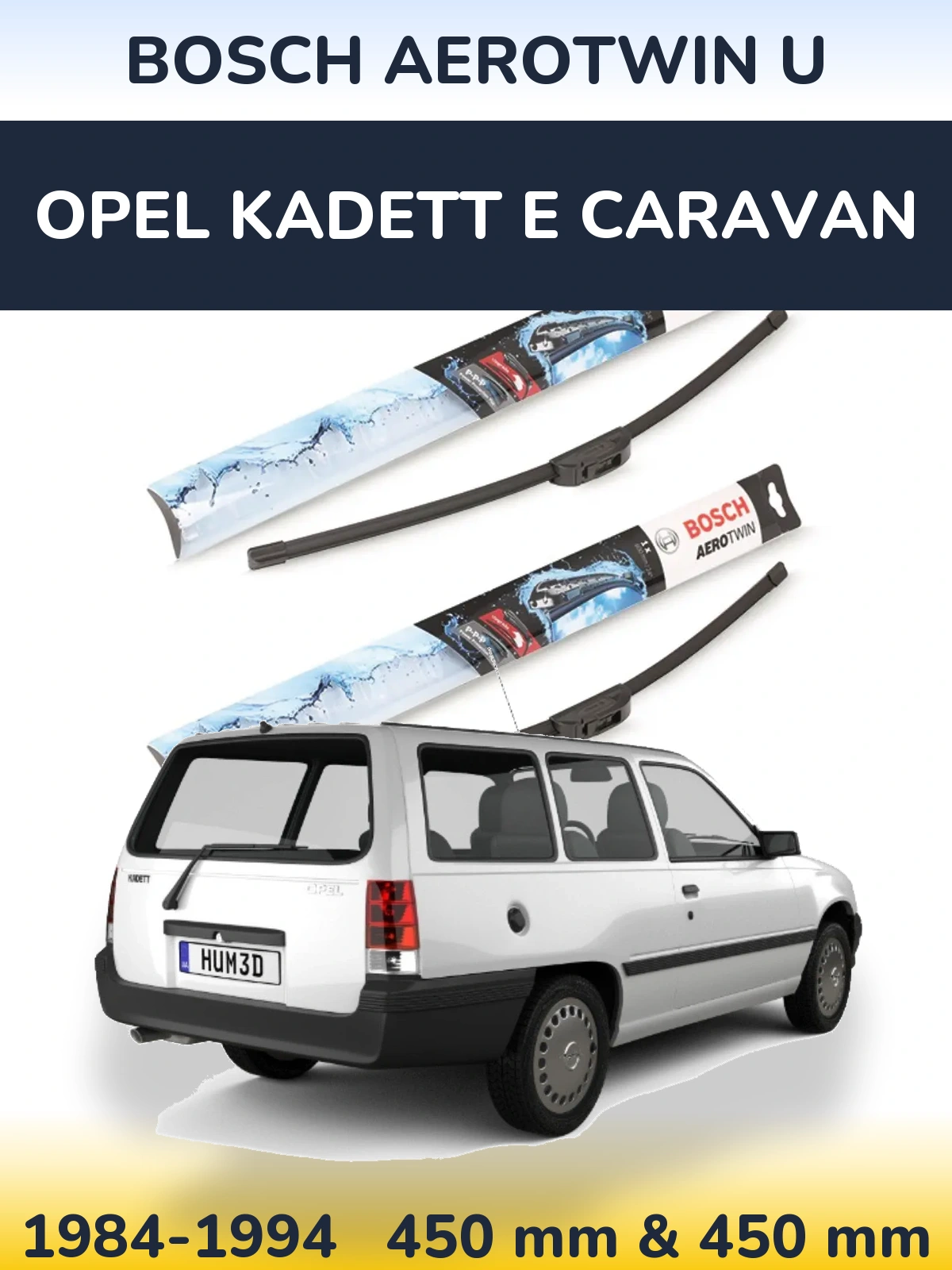Ștergătoare BOSCH AeroTwin U pentru Opel Kadett E Caravan