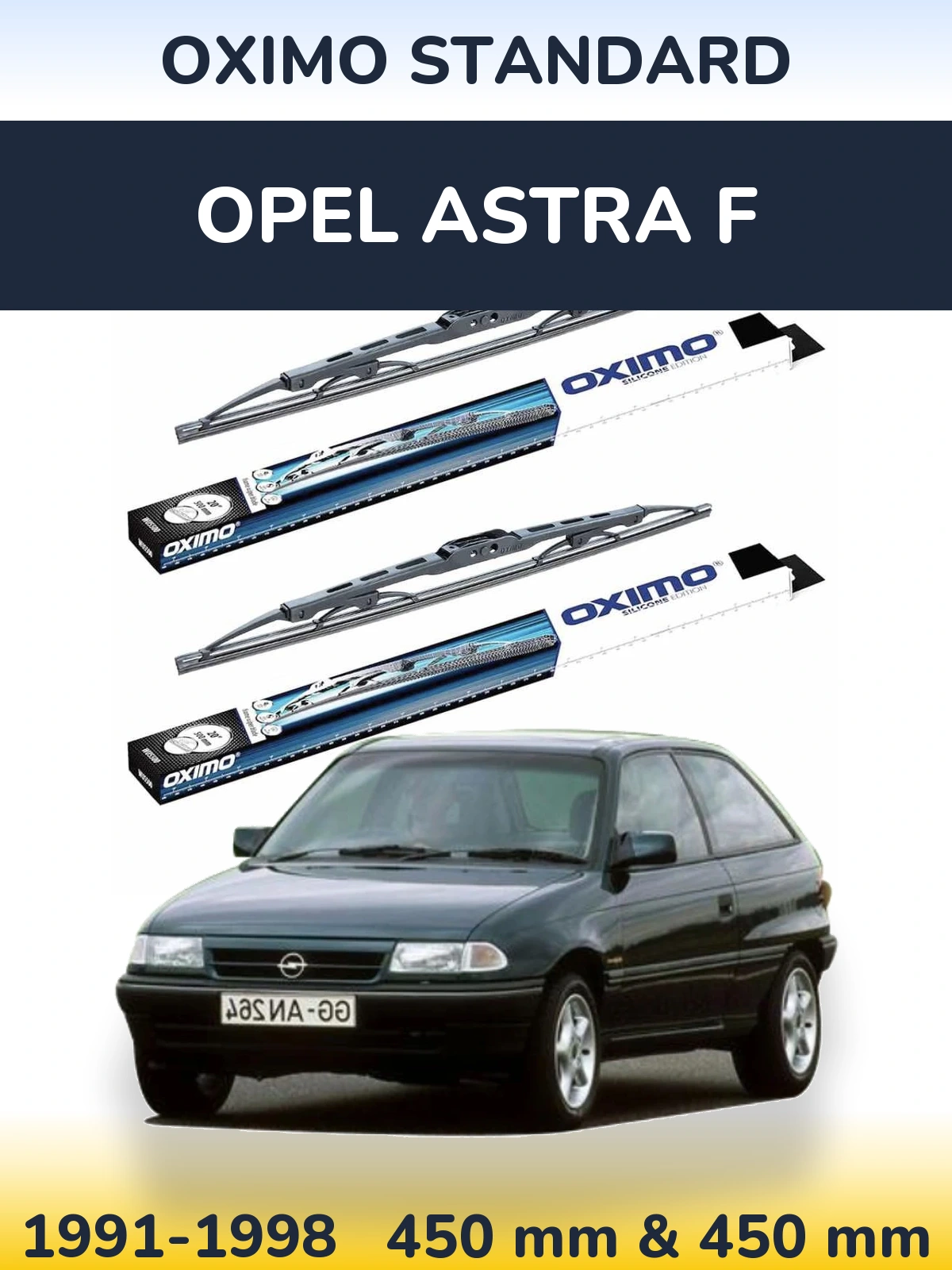 Front wiper blade set Oximo Standard 450 & 450 mm for Opel Astra F 1991-1998