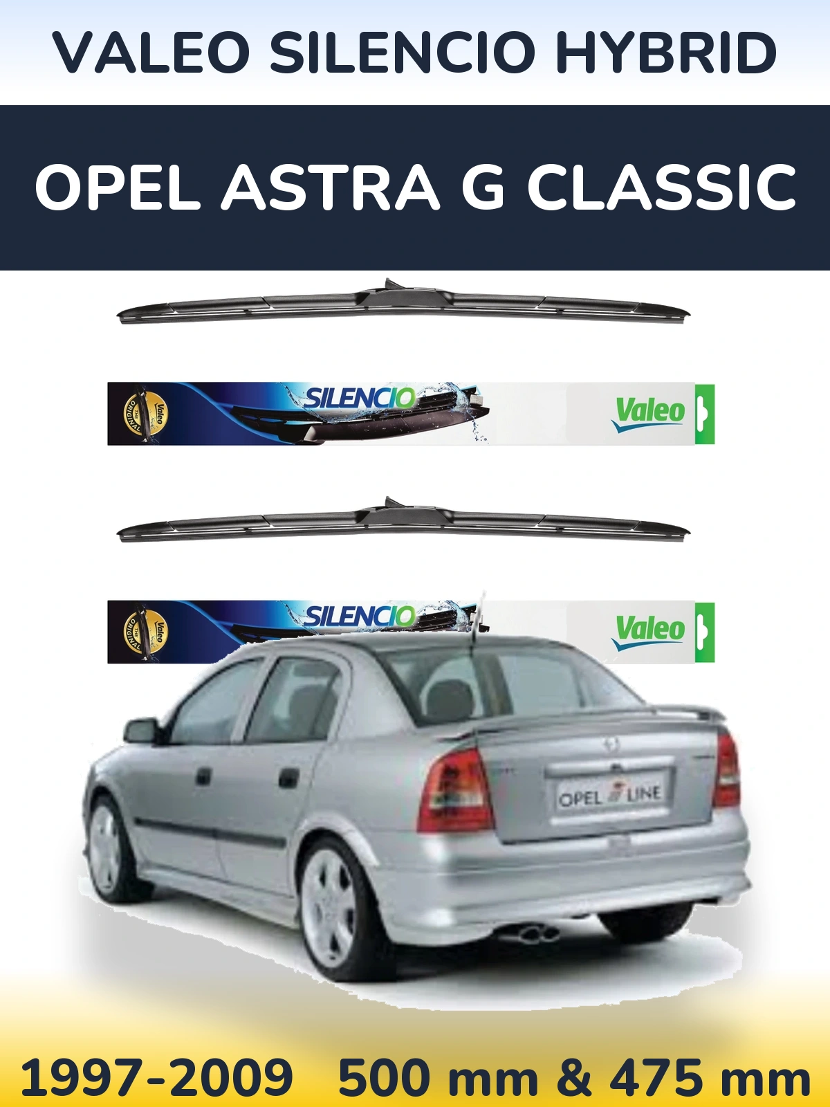 Ștergătoare Valeo Silencio Hybrid pentru Opel Astra G Classic