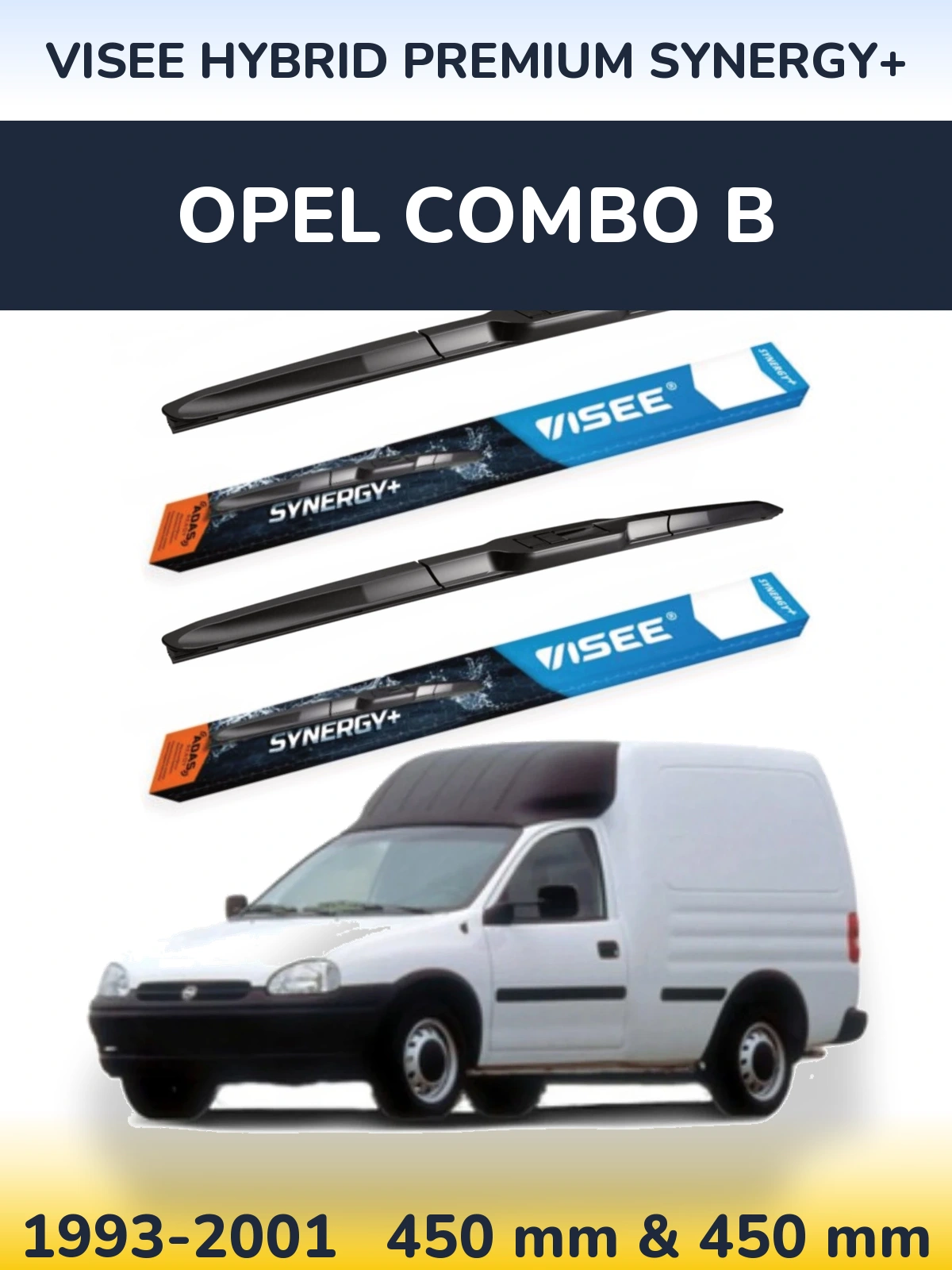 Комплект передних дворников VISEE HYBRID PREMIUM SYNERGY+ 450 & 450 мм для Opel Combo B 1993-2001