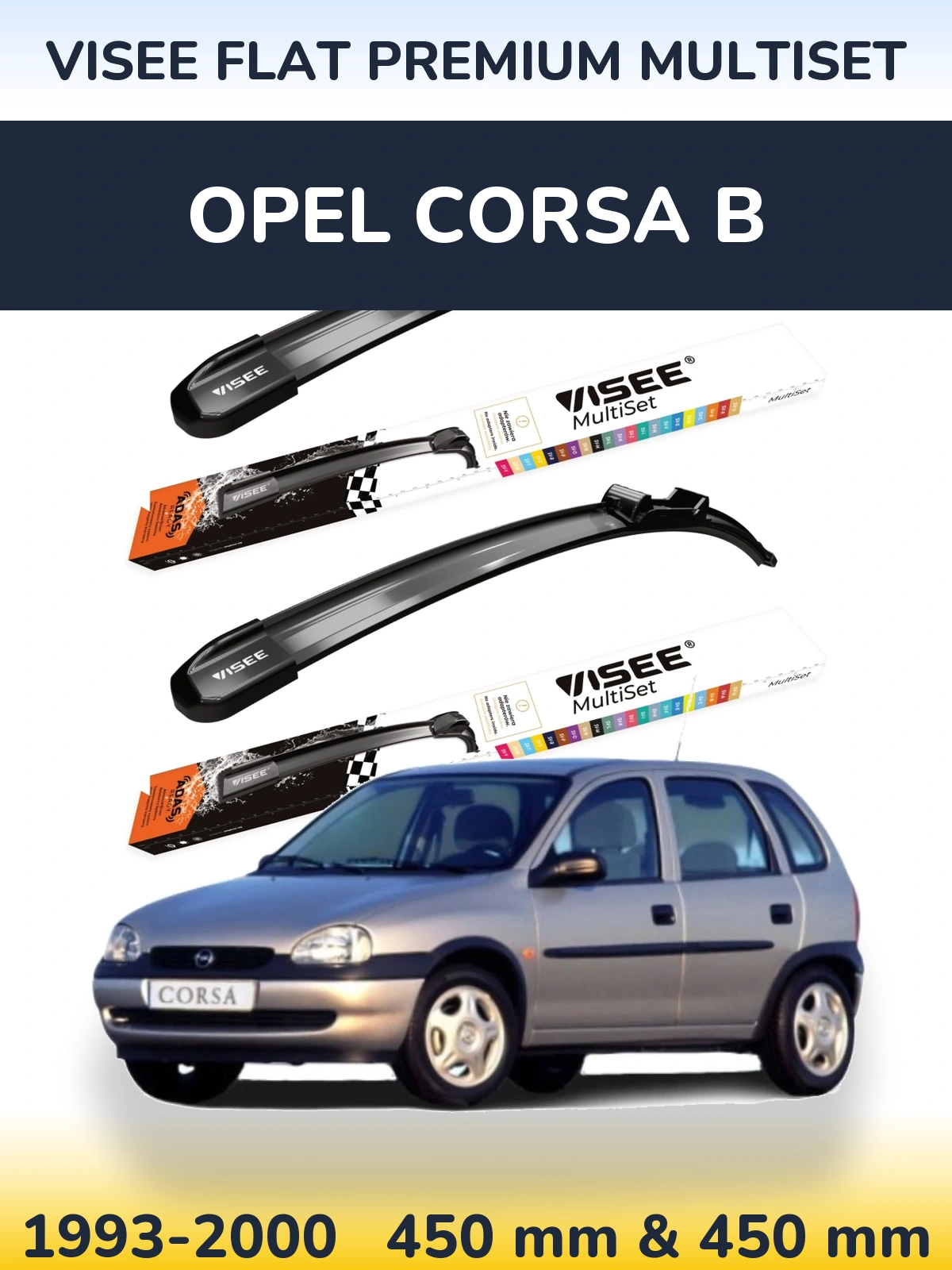 Ștergătoare VISEE FLAT PREMIUM MultiSet pentru Opel Corsa B