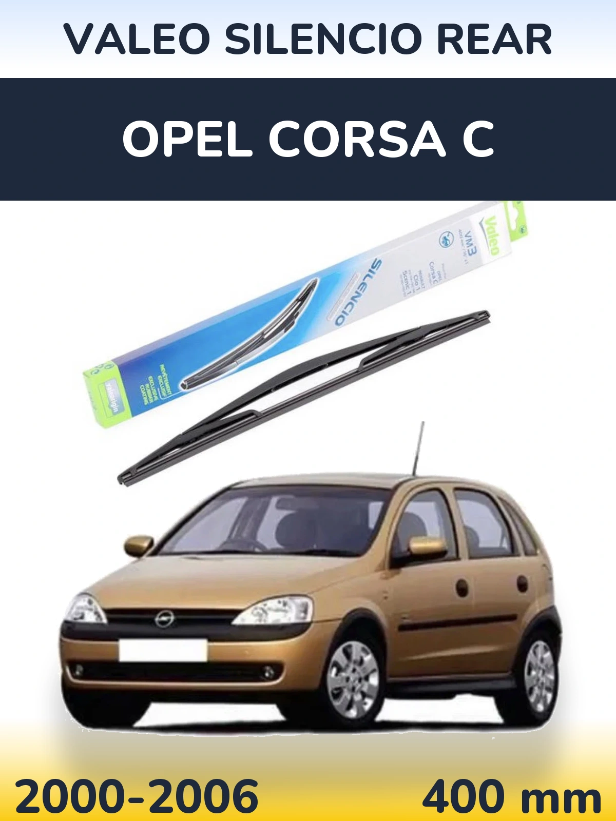 Rear wiper blade Valeo Silencio Rear 400 mm for Opel Corsa C 2000-2006