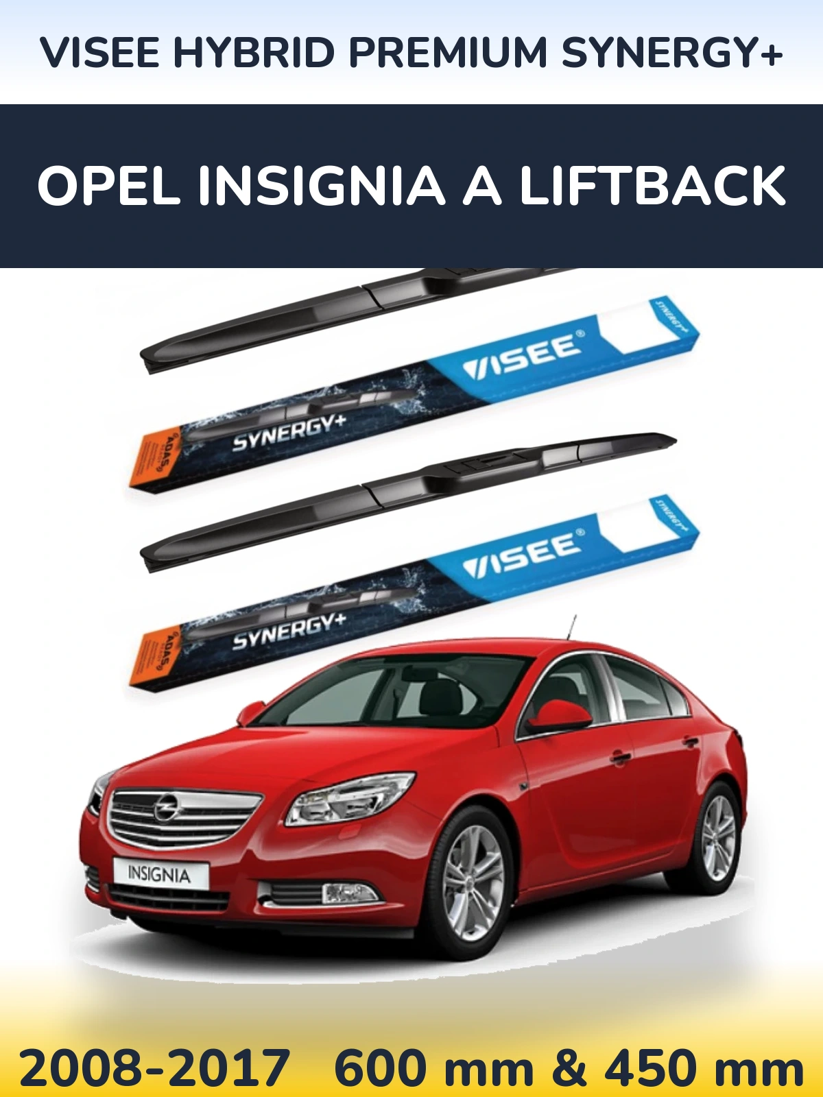 Комплект передних дворников VISEE HYBRID PREMIUM SYNERGY+ 600 & 450 мм для Opel Insignia A liftback 2008-2017