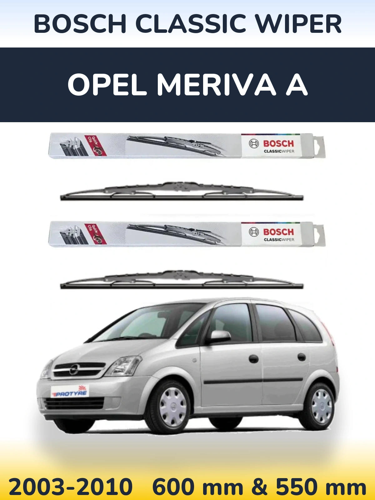 Ștergătoare BOSCH Classic Wiper pentru Opel Meriva A