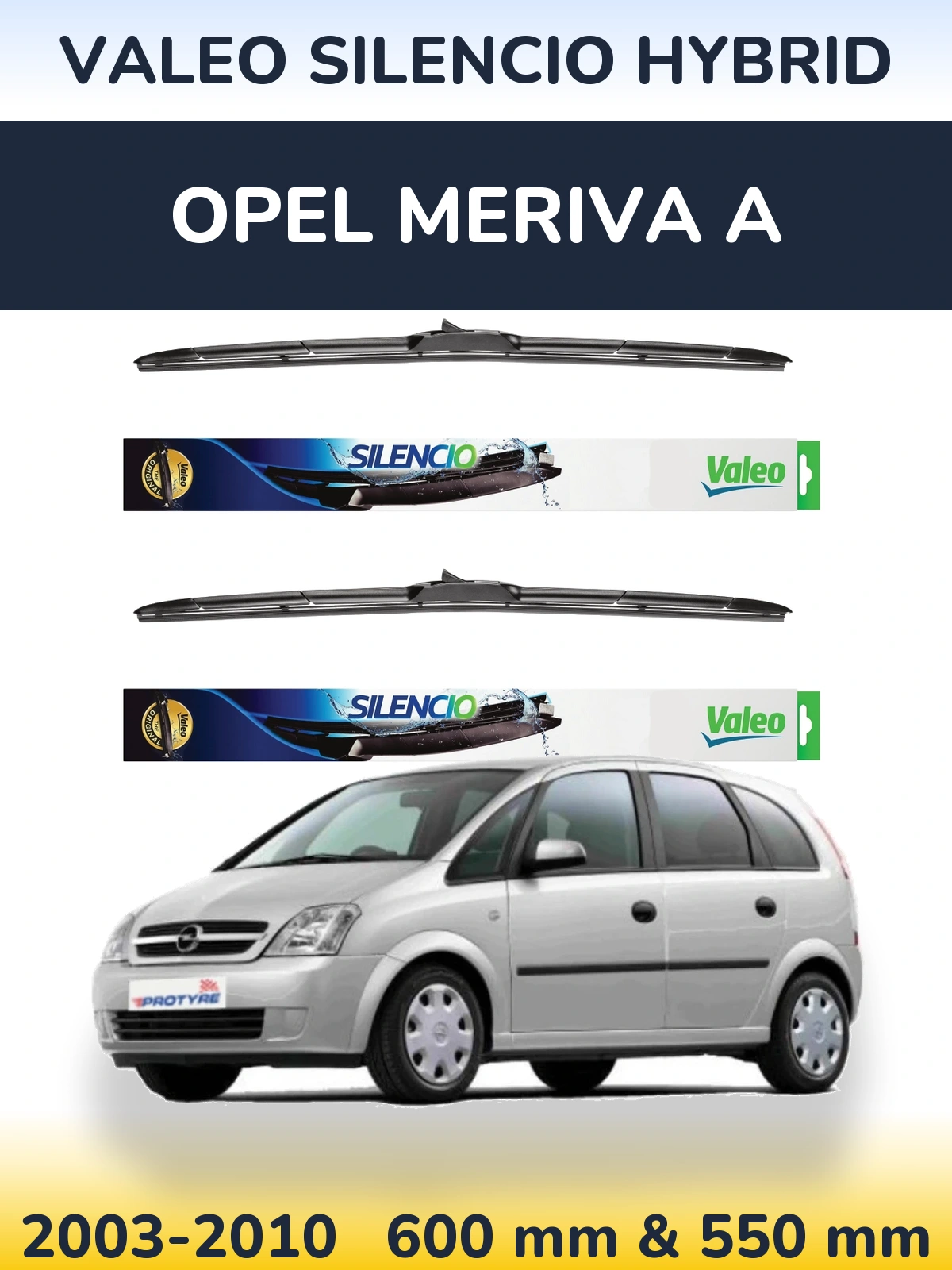Ștergătoare Valeo Silencio Hybrid pentru Opel Meriva A