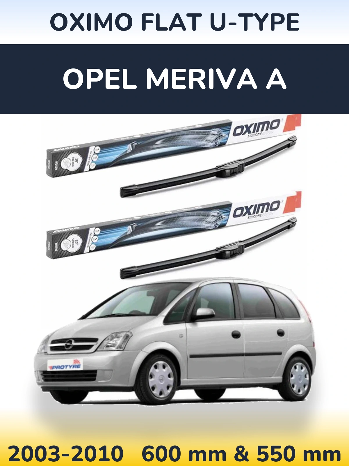 Ștergătoare Oximo Flat U-type pentru Opel Meriva A