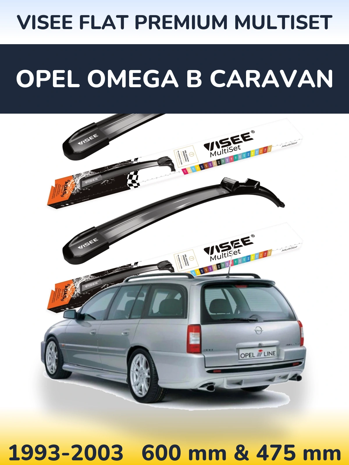 Ștergătoare VISEE FLAT PREMIUM MultiSet pentru Opel Omega B Caravan