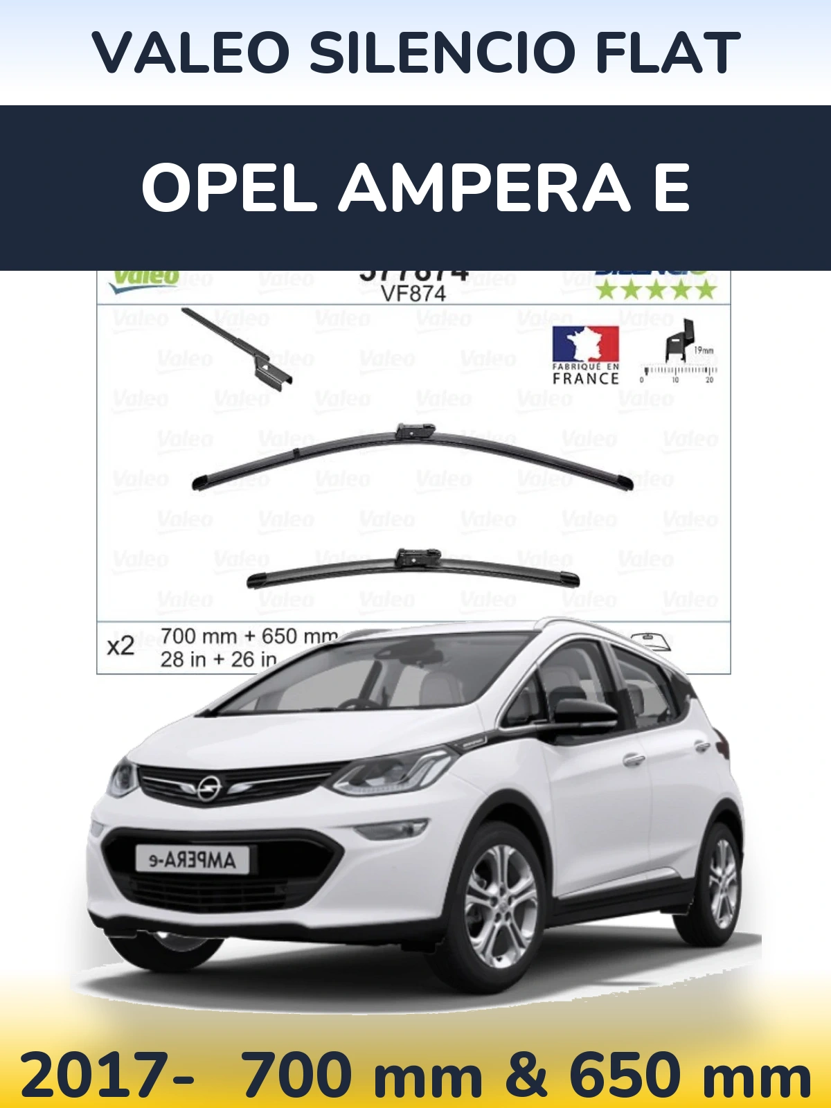 Ștergătoare Valeo Silencio Flat pentru Opel Ampera E