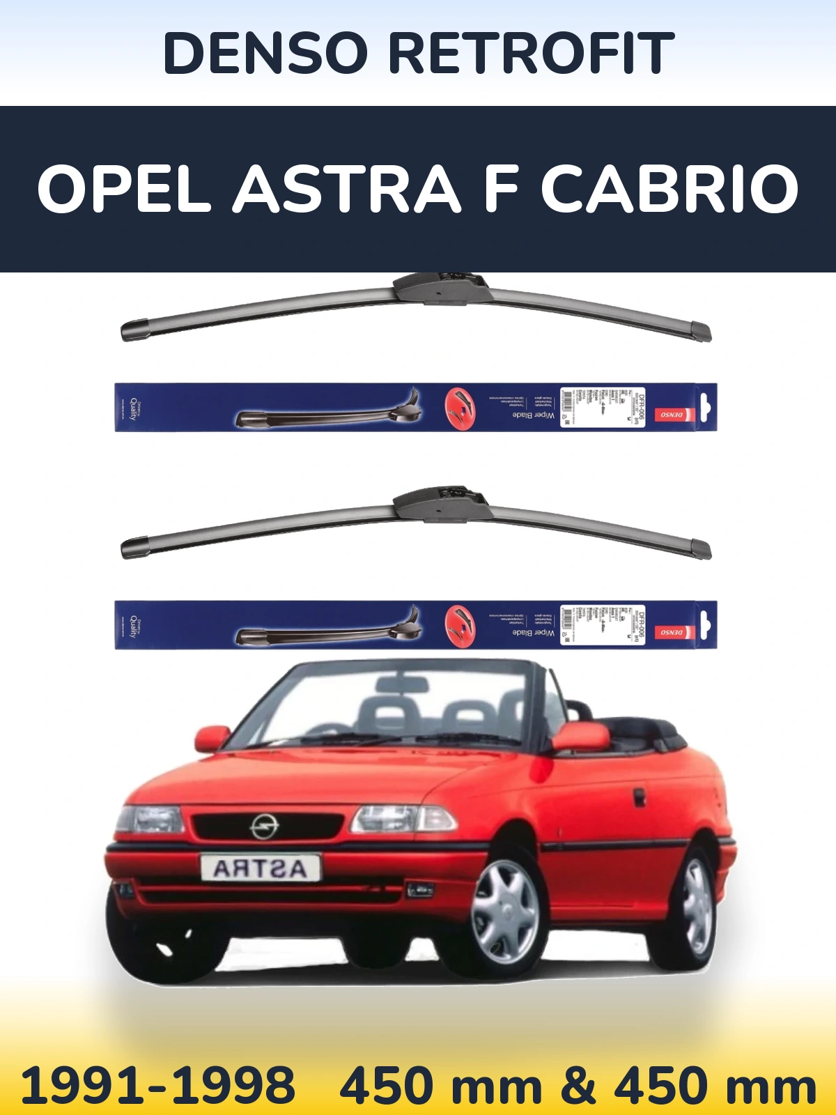 Комплект передних дворников Denso Retrofit 450 & 450 мм для Opel Astra F cabrio 1991-1998