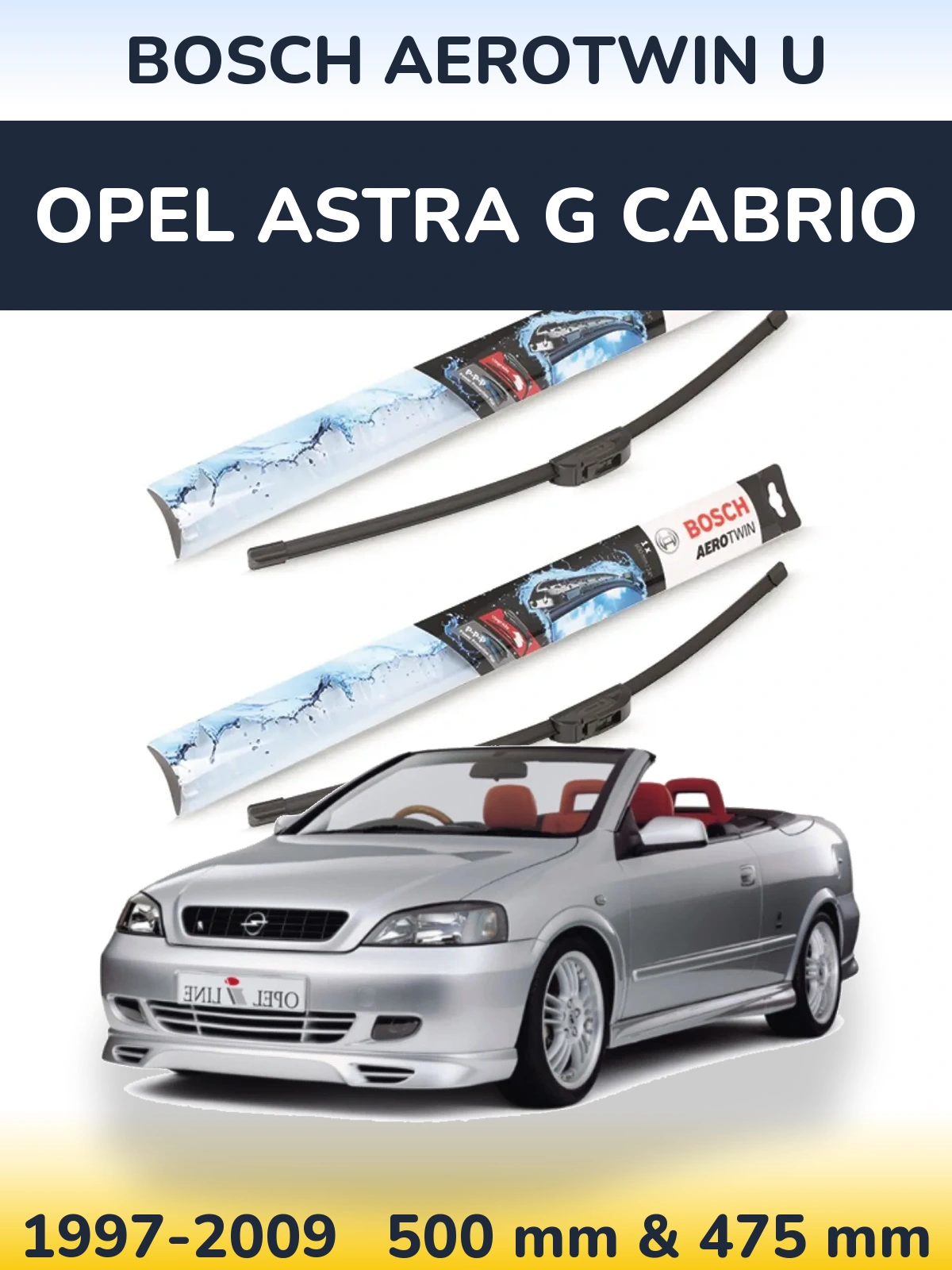 Ștergătoare BOSCH AeroTwin U pentru Opel Astra G cabrio