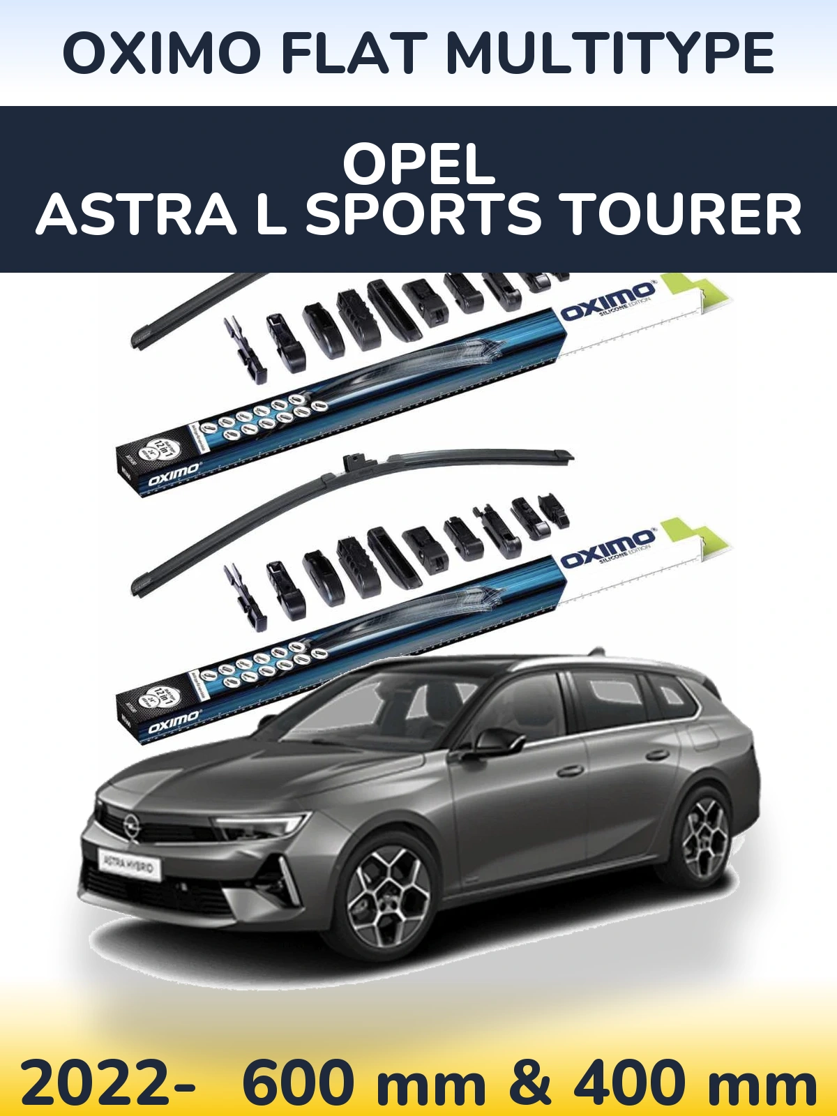 Комплект передних дворников Oximo Flat MultiТипe 600 & 400 мм для Opel Astra L Sports Tourer 2022-2026