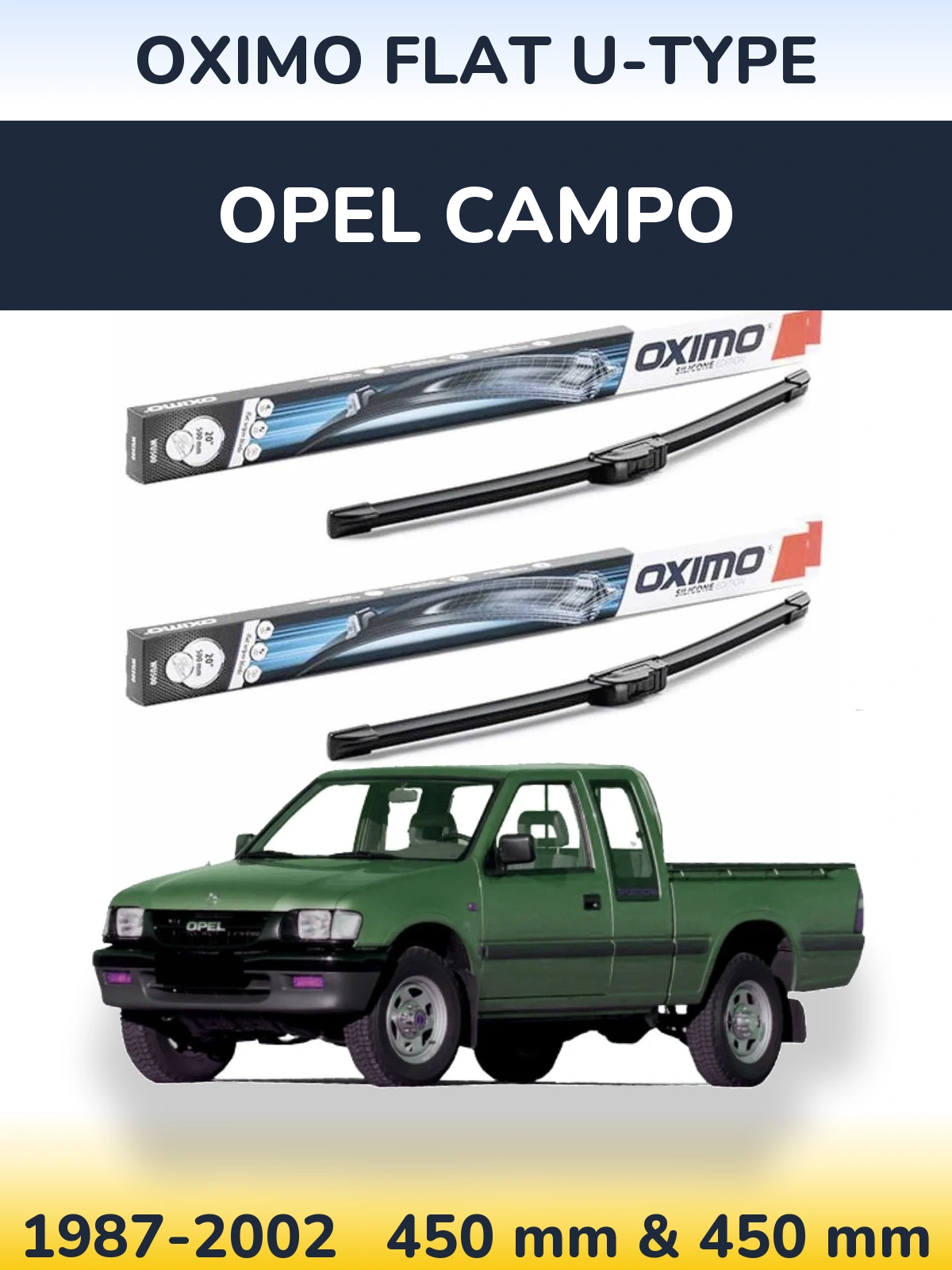 Комплект передних дворников Oximo Flat U-type 450 & 450 мм для Opel Campo 1987-2002