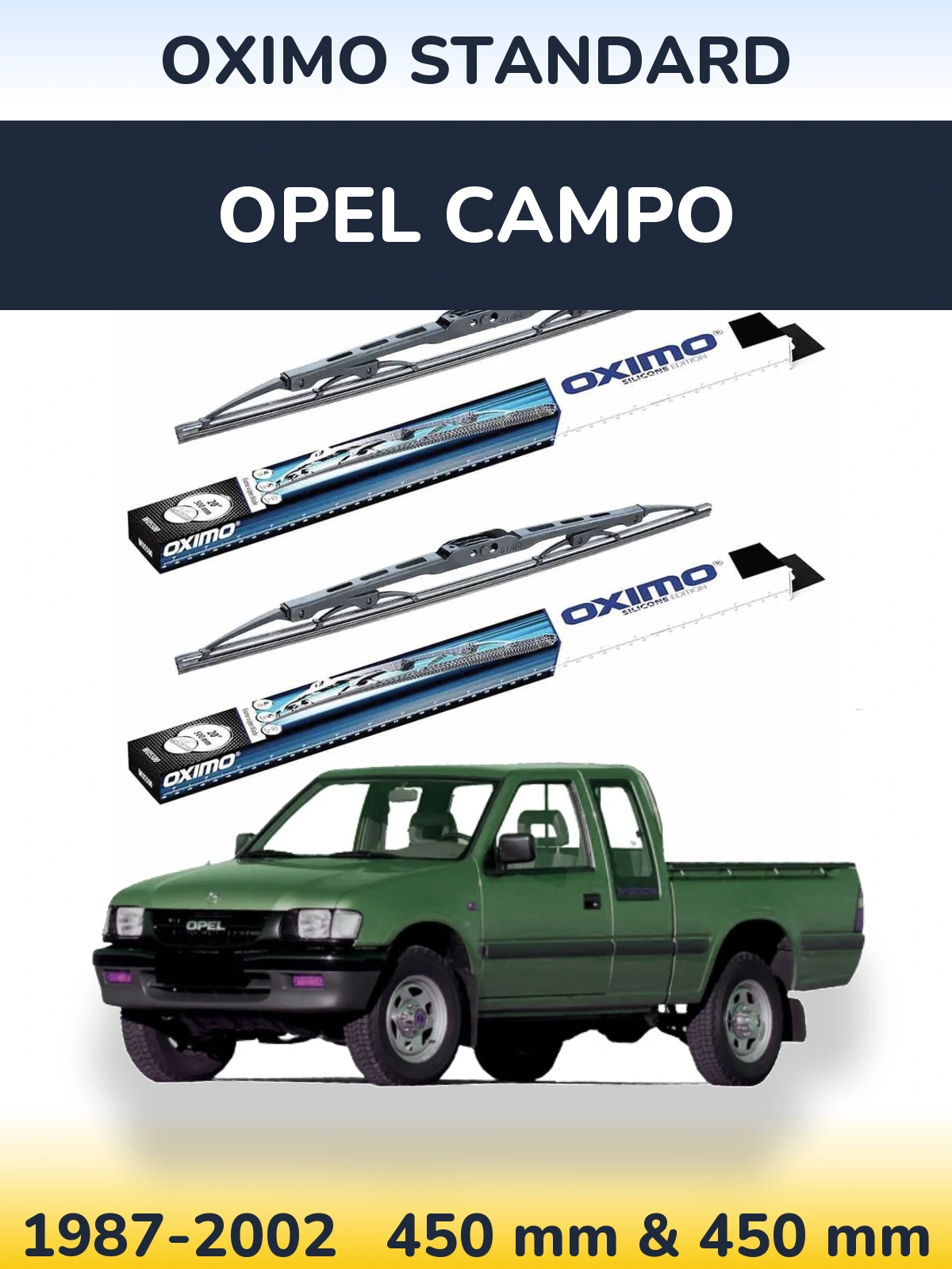 Комплект передних дворников Oximo Standard 450 & 450 мм для Opel Campo 1987-2002
