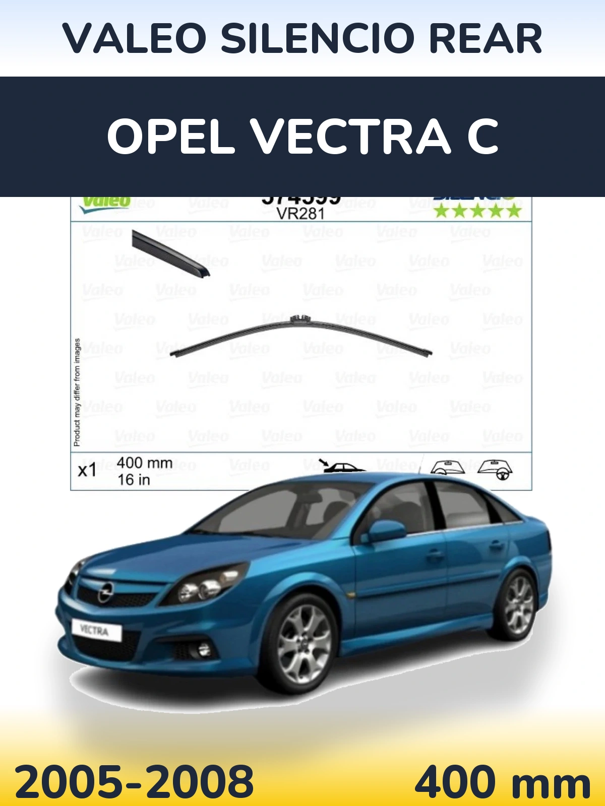 Задний дворник Valeo Silencio Rear 400 мм для Opel Vectra C 2005-2008