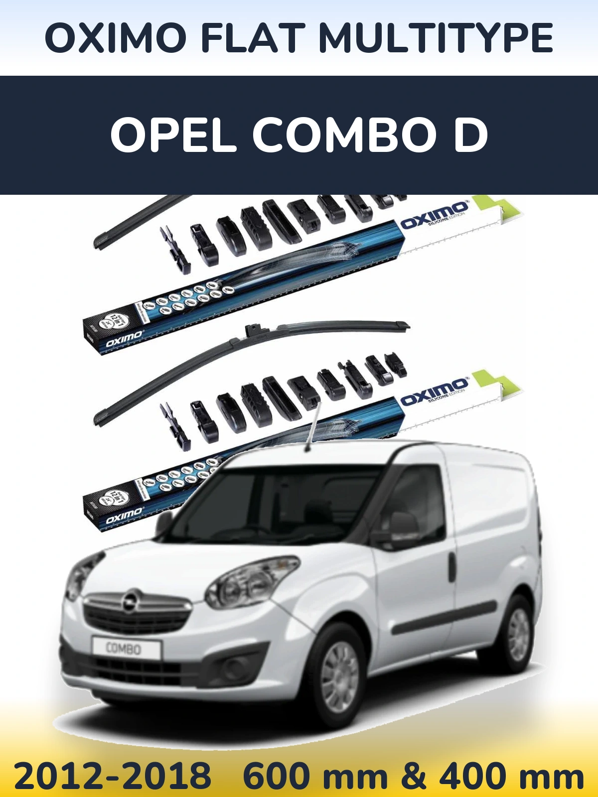 Комплект передних дворников Oximo Flat MultiТипe 600 & 400 мм для Opel Combo D 2012-2018