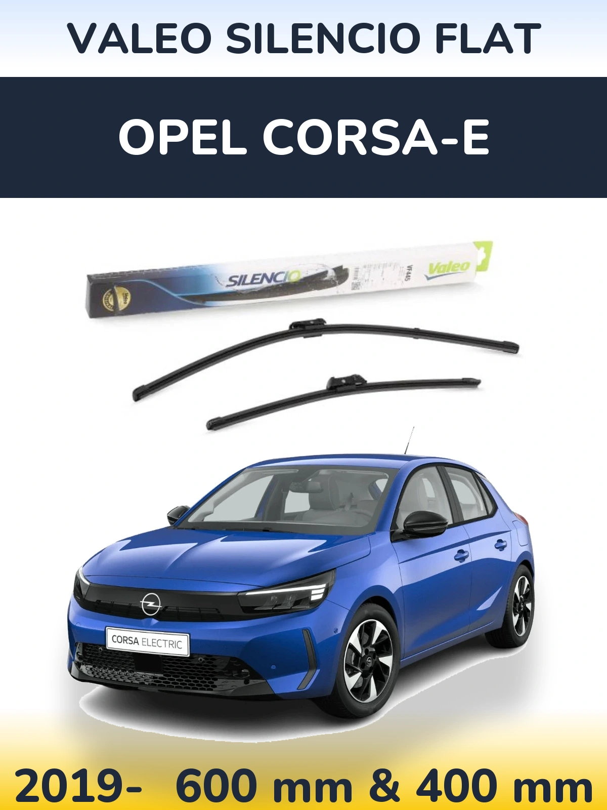 Комплект передніх щіток Valeo Silencio Flat 600 & 400 мм для Opel Corsa-e 2019-2026