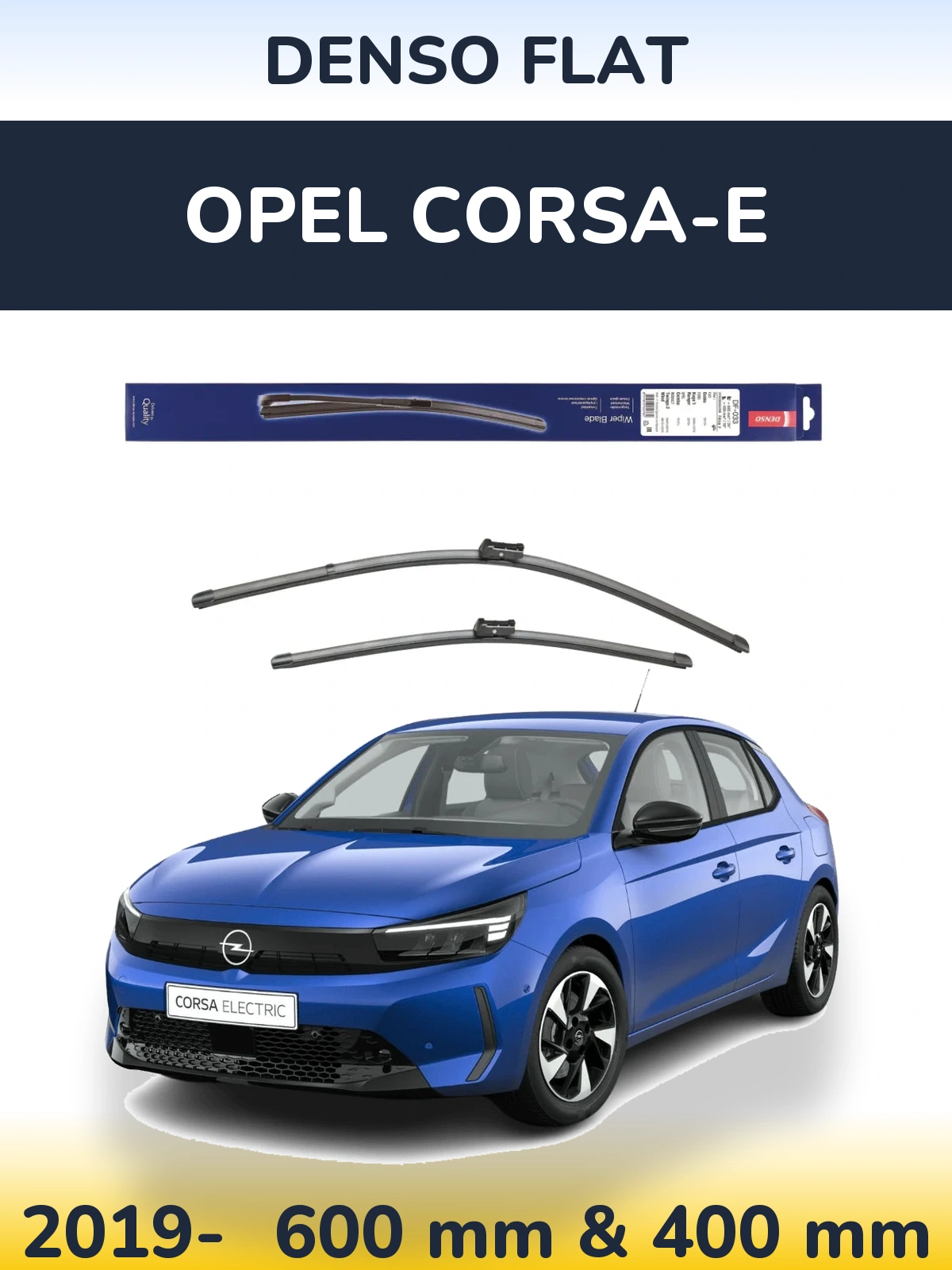 Комплект передніх щіток Denso Flat 600 & 400 мм для Opel Corsa-e 2019-2026