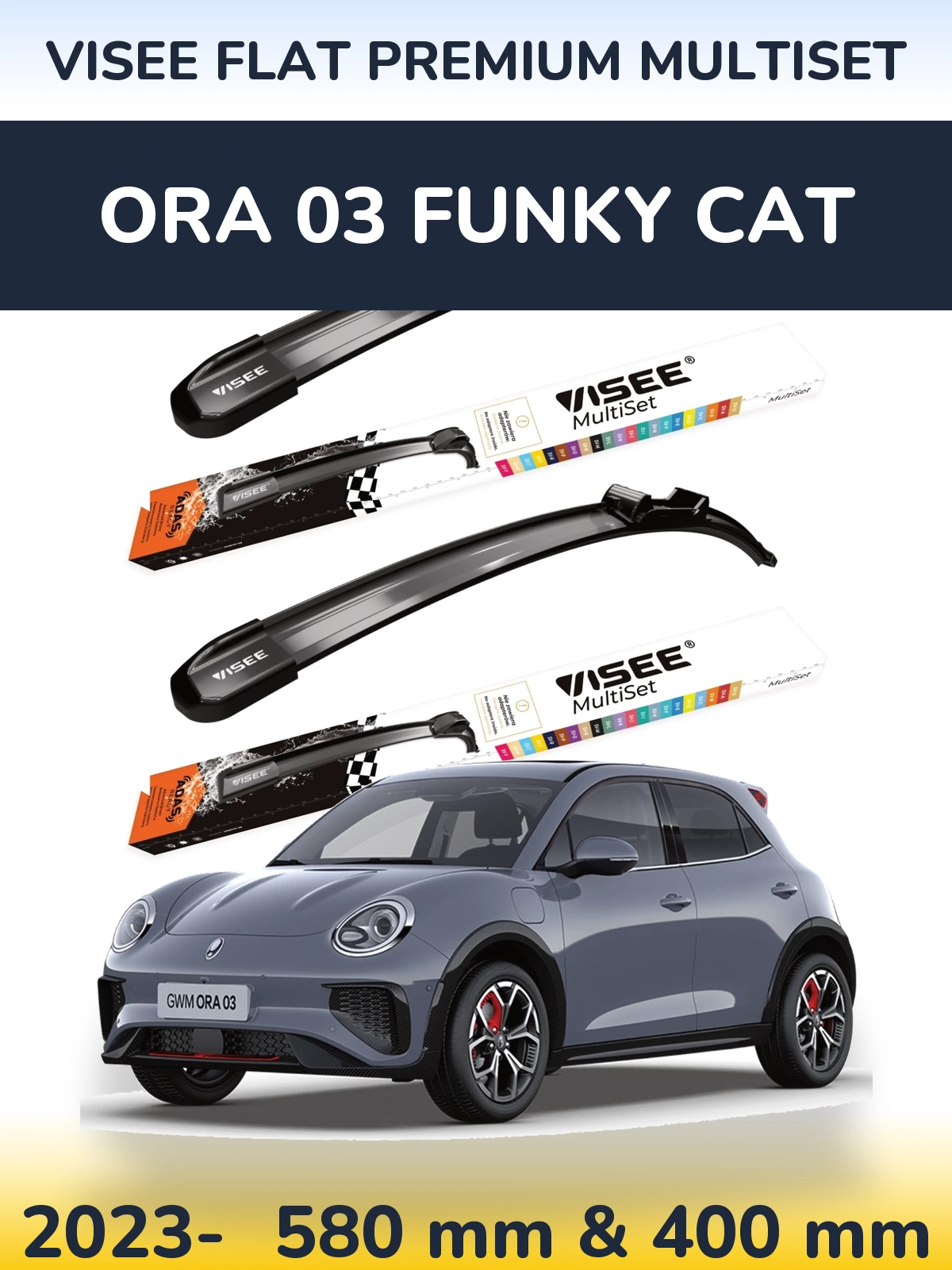 Ștergătoare VISEE FLAT PREMIUM MultiSet pentru ORA 03 Funky Cat