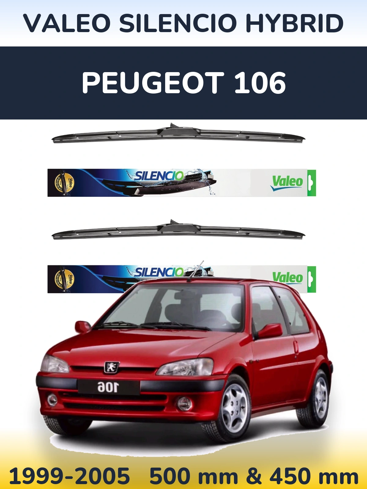 Ștergătoare Valeo Silencio Hybrid pentru Peugeot 106