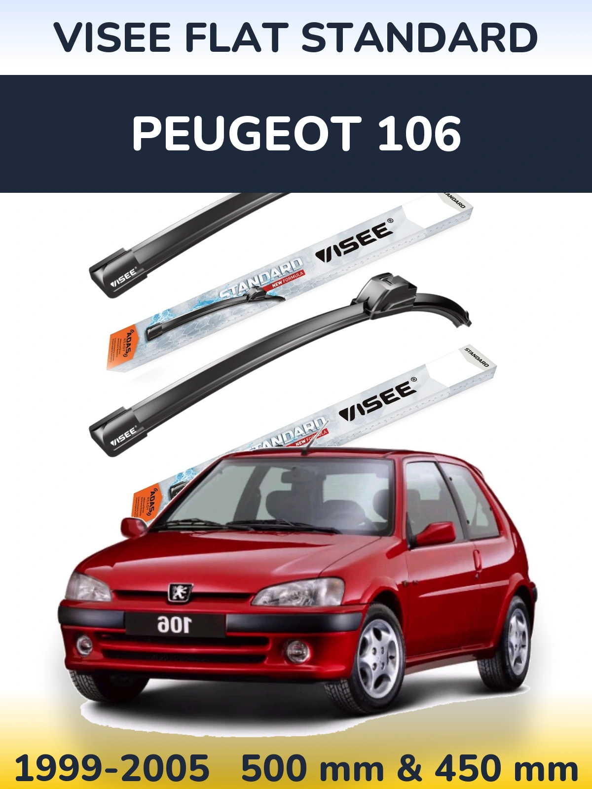 Ștergătoare VISEE FLAT STANDARD pentru Peugeot 106