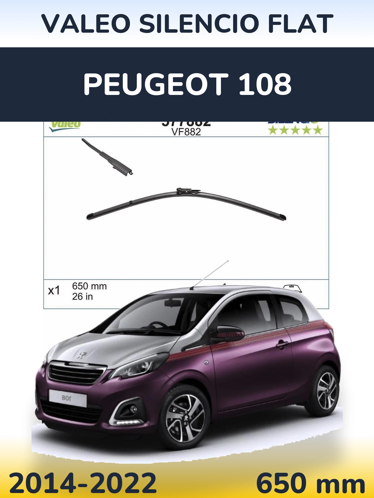 Ștergătoare Valeo Silencio Flat pentru Peugeot 108