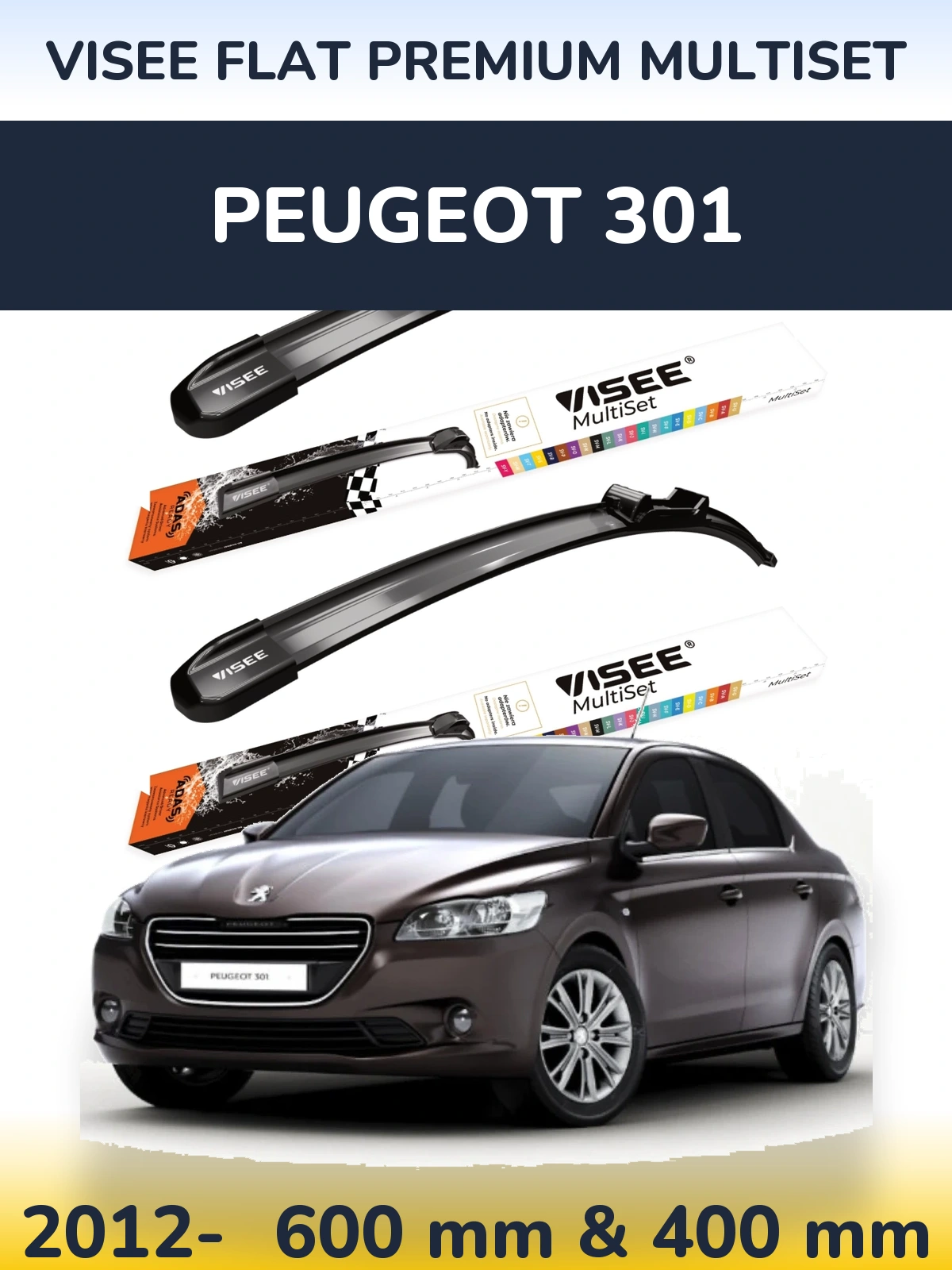 Ștergătoare VISEE FLAT PREMIUM MultiSet pentru Peugeot 301