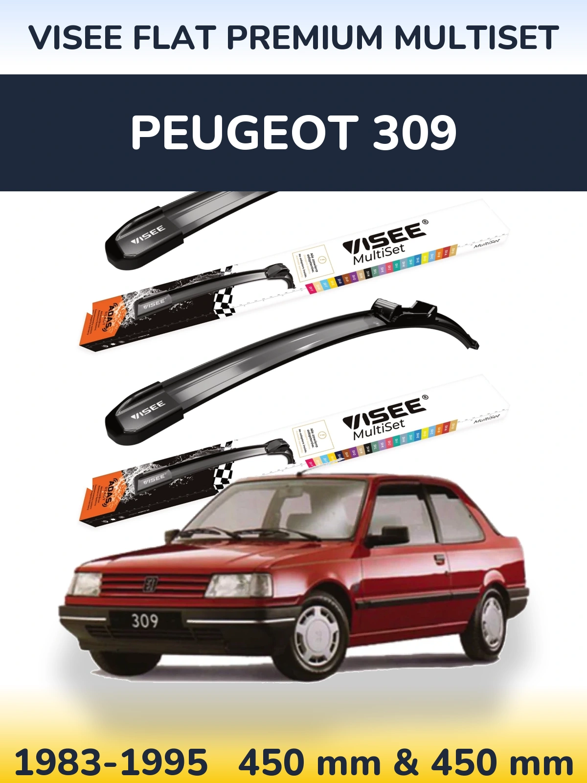 Ștergătoare VISEE FLAT PREMIUM MultiSet pentru Peugeot 309