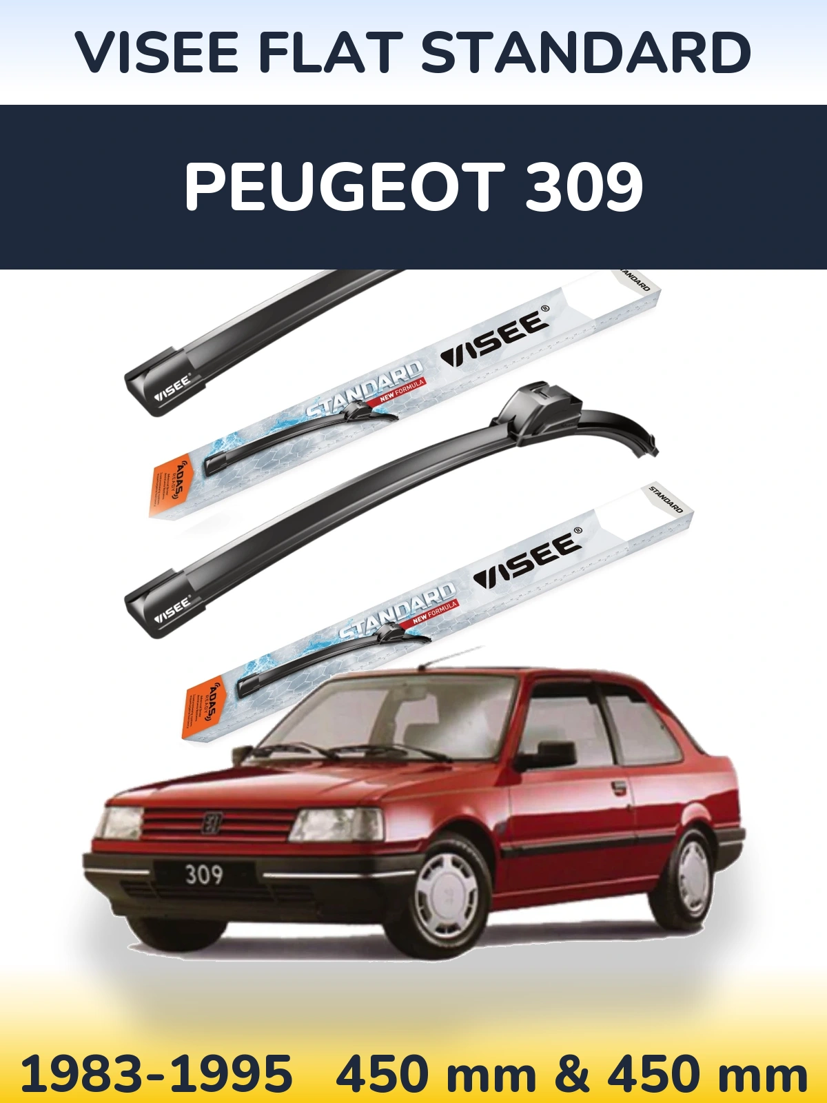 Ștergătoare VISEE FLAT STANDARD pentru Peugeot 309