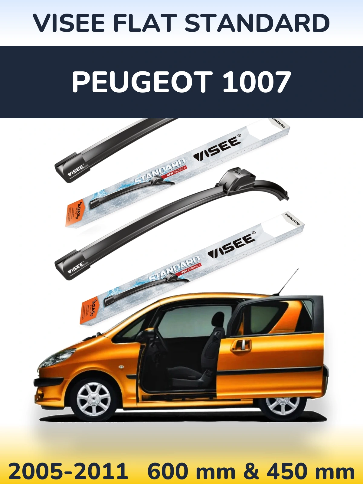Ștergătoare VISEE FLAT STANDARD pentru Peugeot 1007