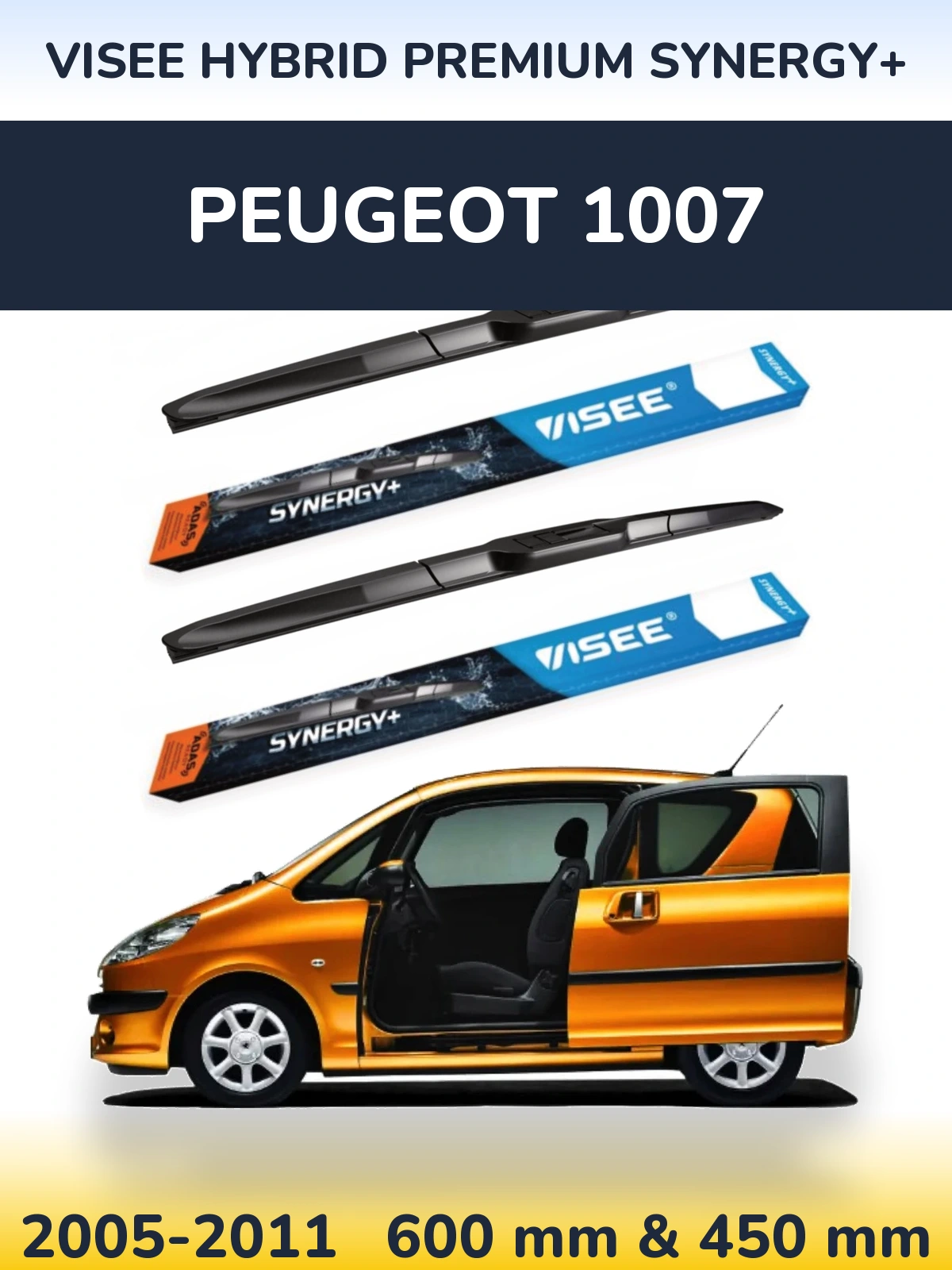 Ștergătoare VISEE HYBRID PREMIUM SYNERGY+ pentru Peugeot 1007