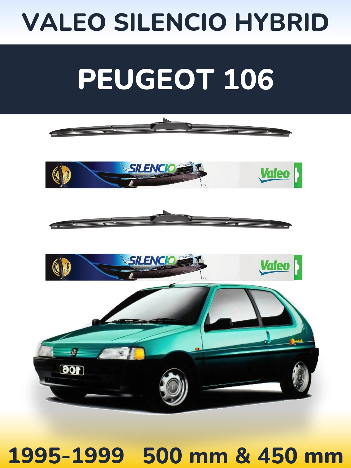 Ștergătoare Valeo Silencio Hybrid pentru Peugeot 106