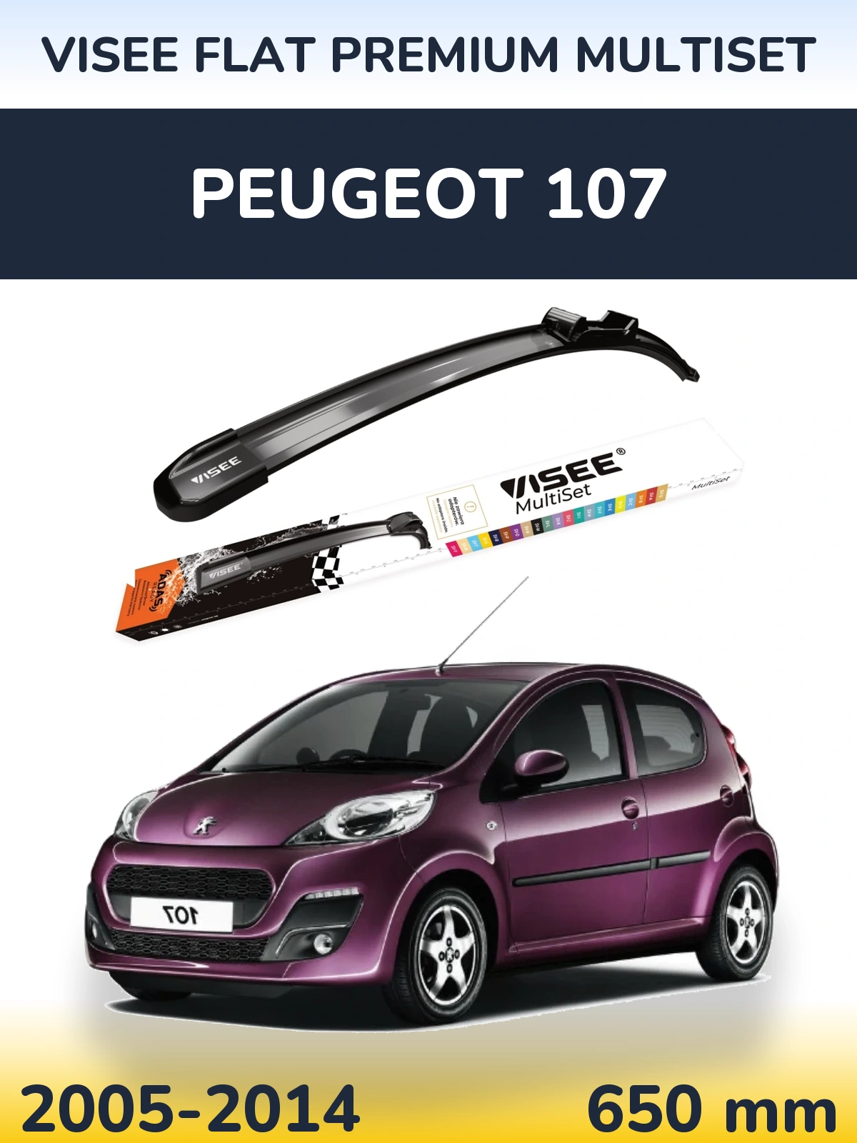Ștergătoare VISEE FLAT PREMIUM MultiSet pentru Peugeot 107