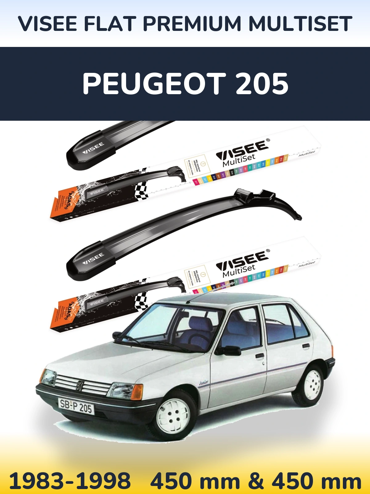 Ștergătoare VISEE FLAT PREMIUM MultiSet pentru Peugeot 205