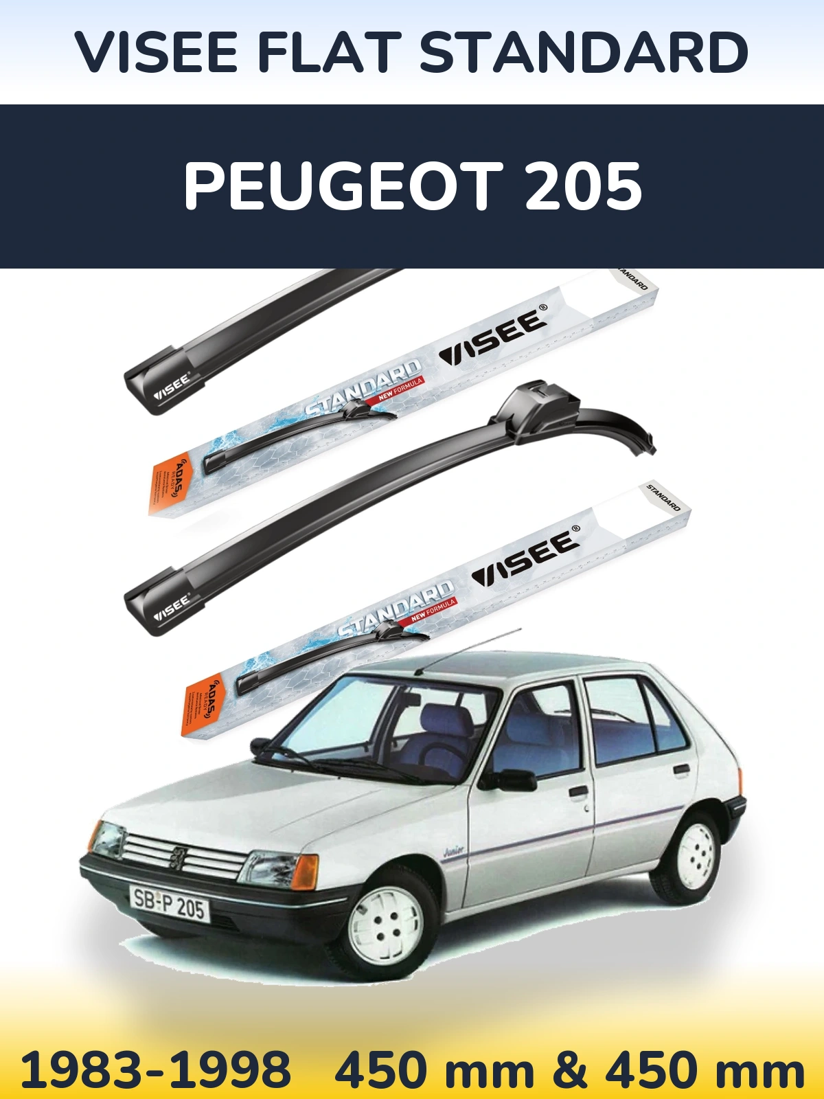 Ștergătoare VISEE FLAT STANDARD pentru Peugeot 205