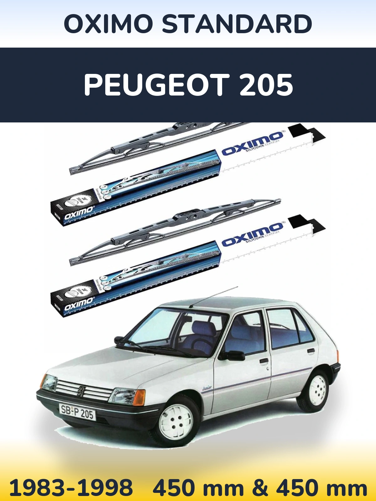 Комплект передних дворников Oximo Standard 450 & 450 мм для Peugeot 205 1983-1998