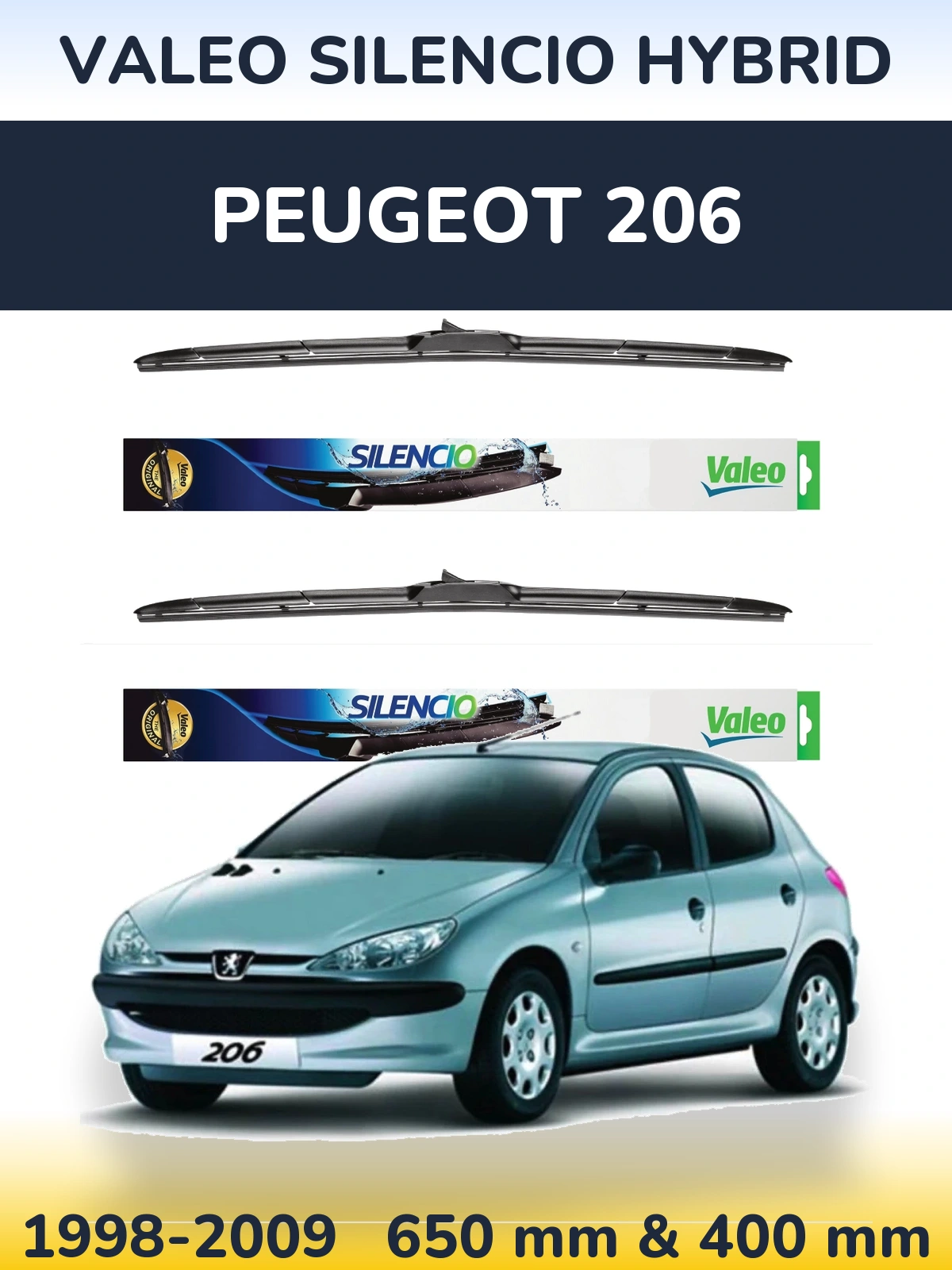 Ștergătoare Valeo Silencio Hybrid pentru Peugeot 206