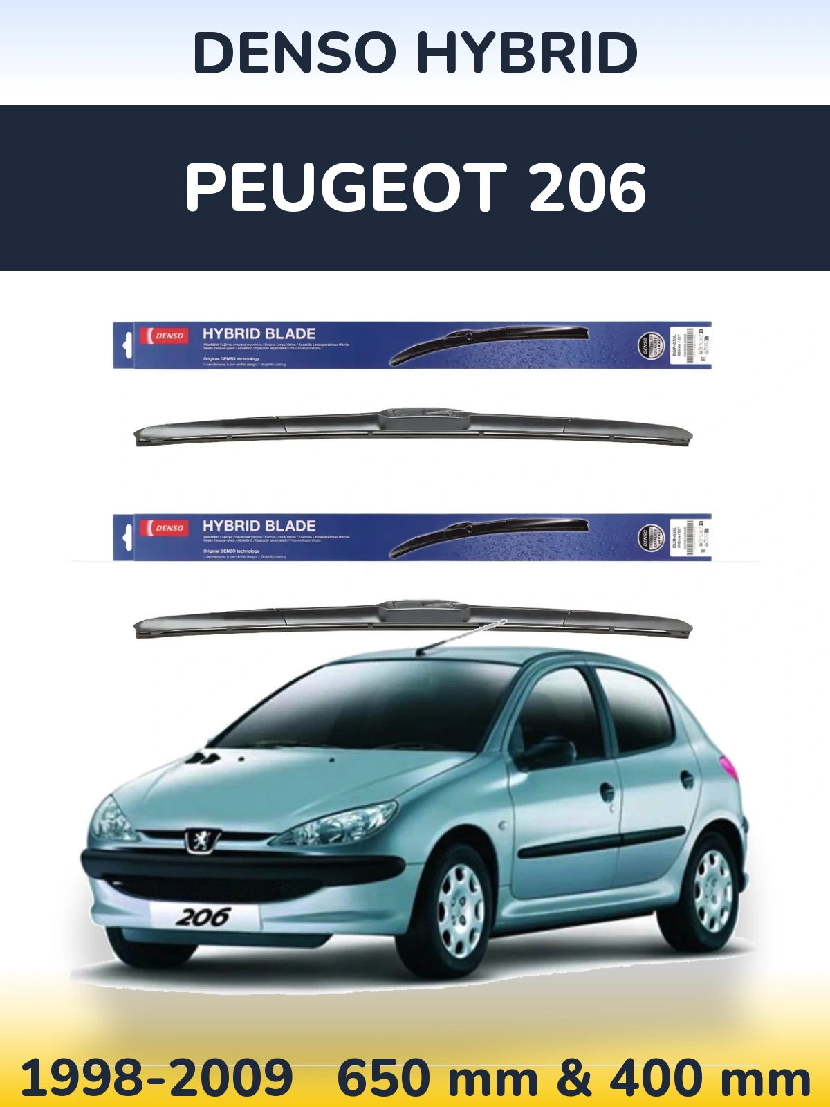 Ștergătoare Denso Hybrid pentru Peugeot 206