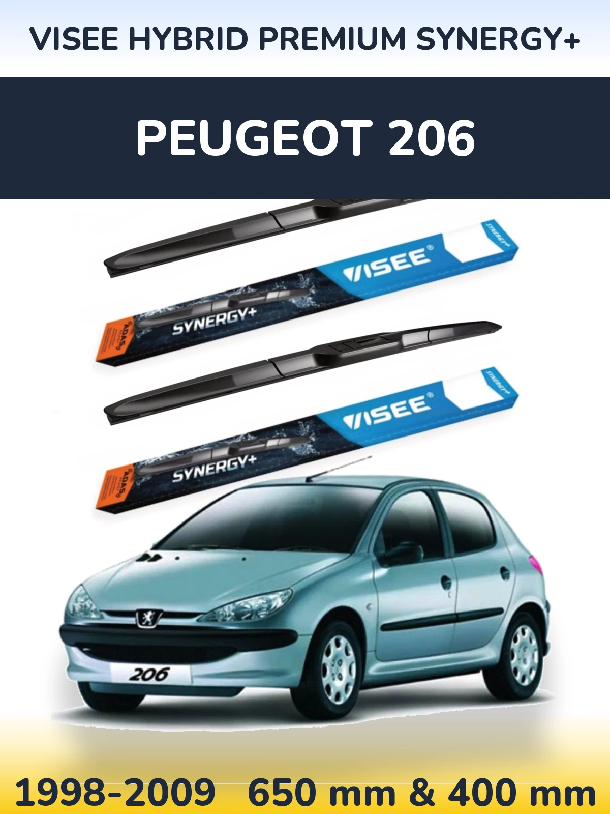 Ștergătoare VISEE HYBRID PREMIUM SYNERGY+ pentru Peugeot 206