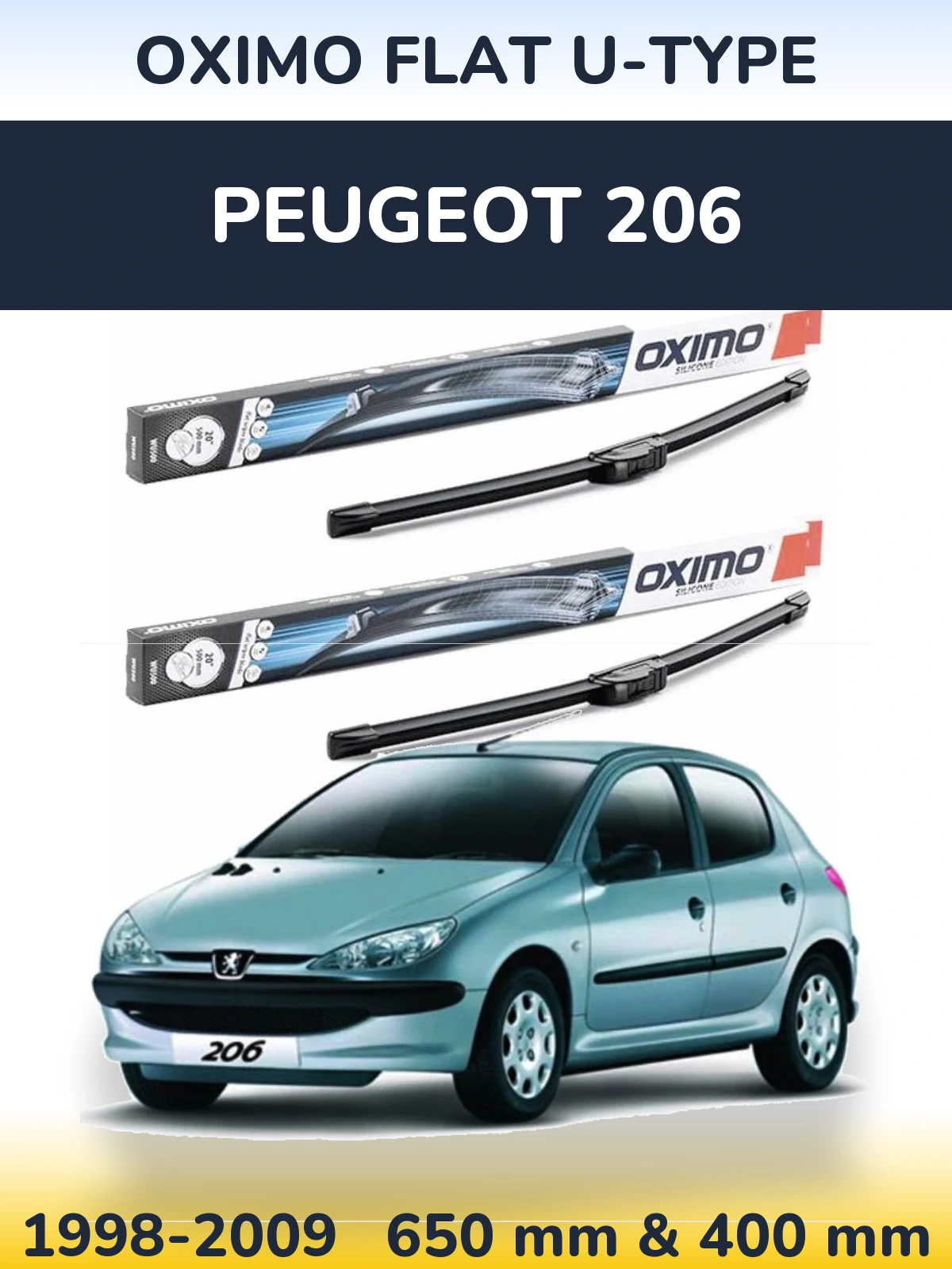 Ștergătoare Oximo Flat U-type pentru Peugeot 206