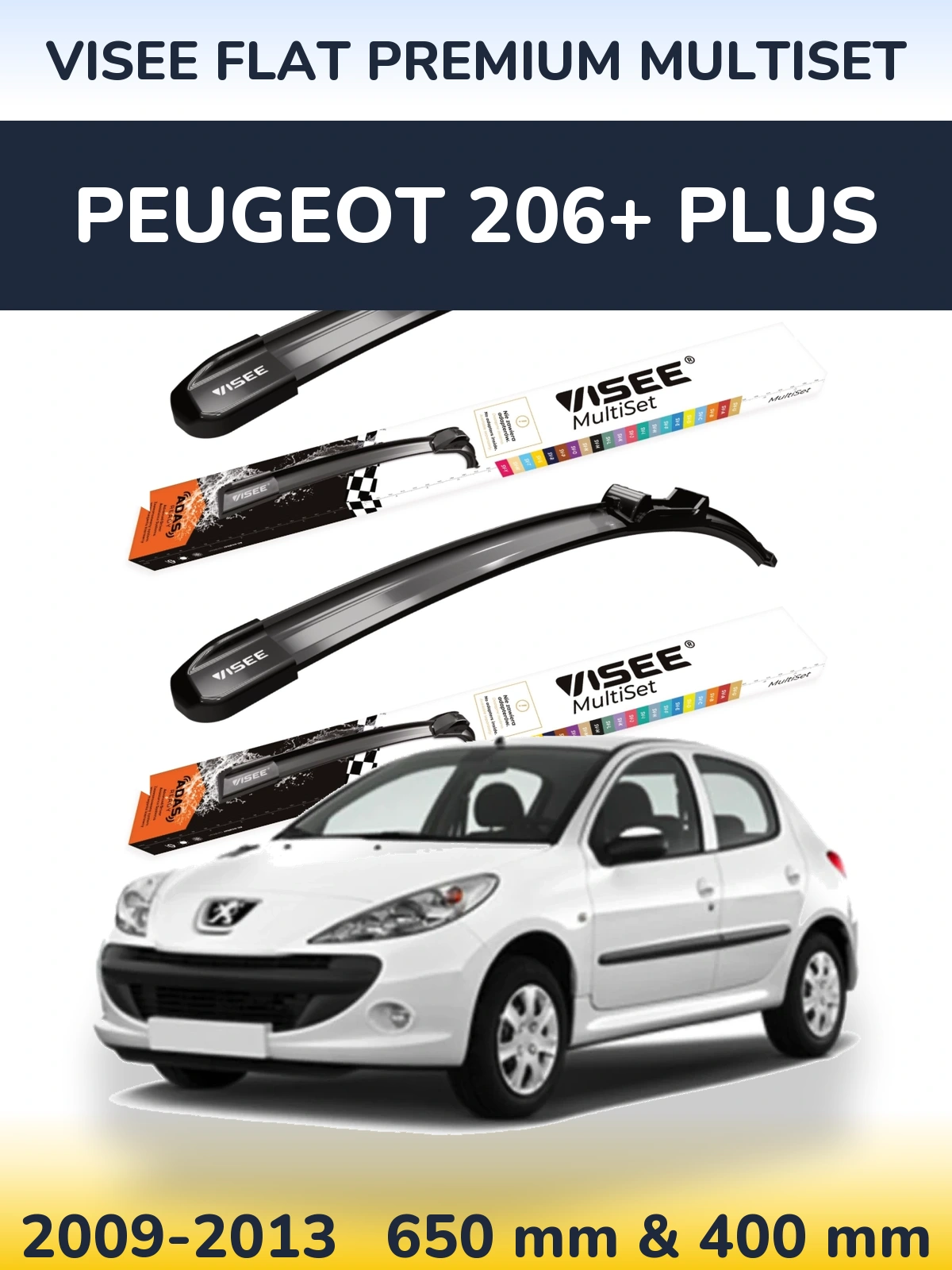 Ștergătoare VISEE FLAT PREMIUM MultiSet pentru Peugeot 206+ Plus
