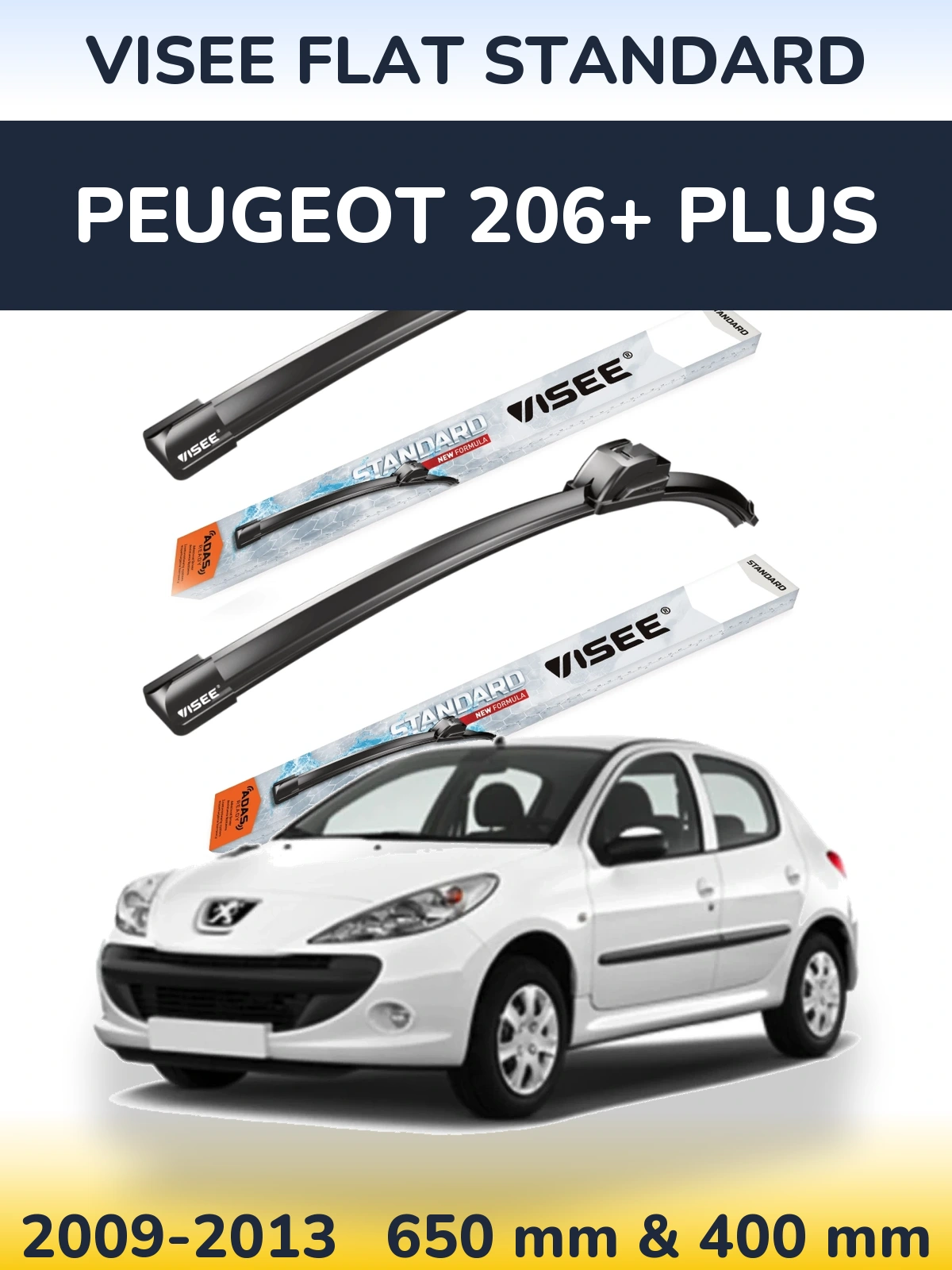 Ștergătoare VISEE FLAT STANDARD pentru Peugeot 206+ Plus